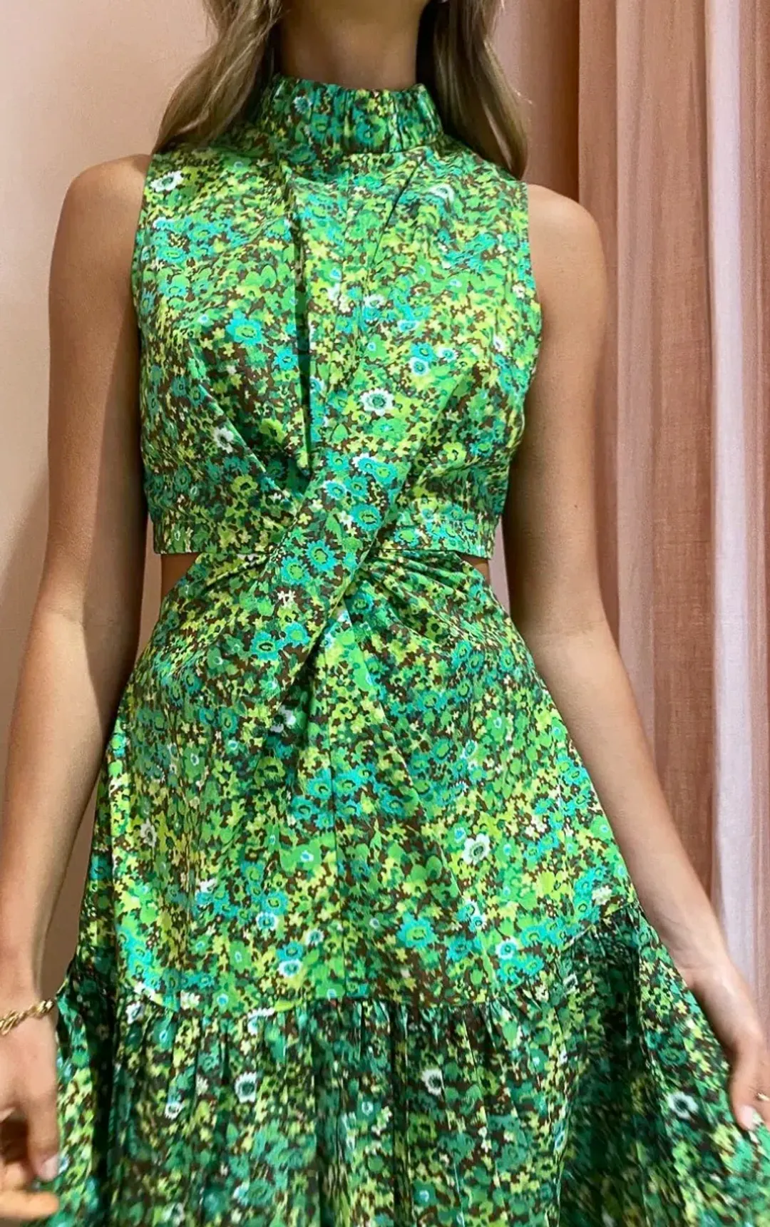 Alemais Phyllis Twist Dress Green Size AU 12 for rent on The Volte - main image