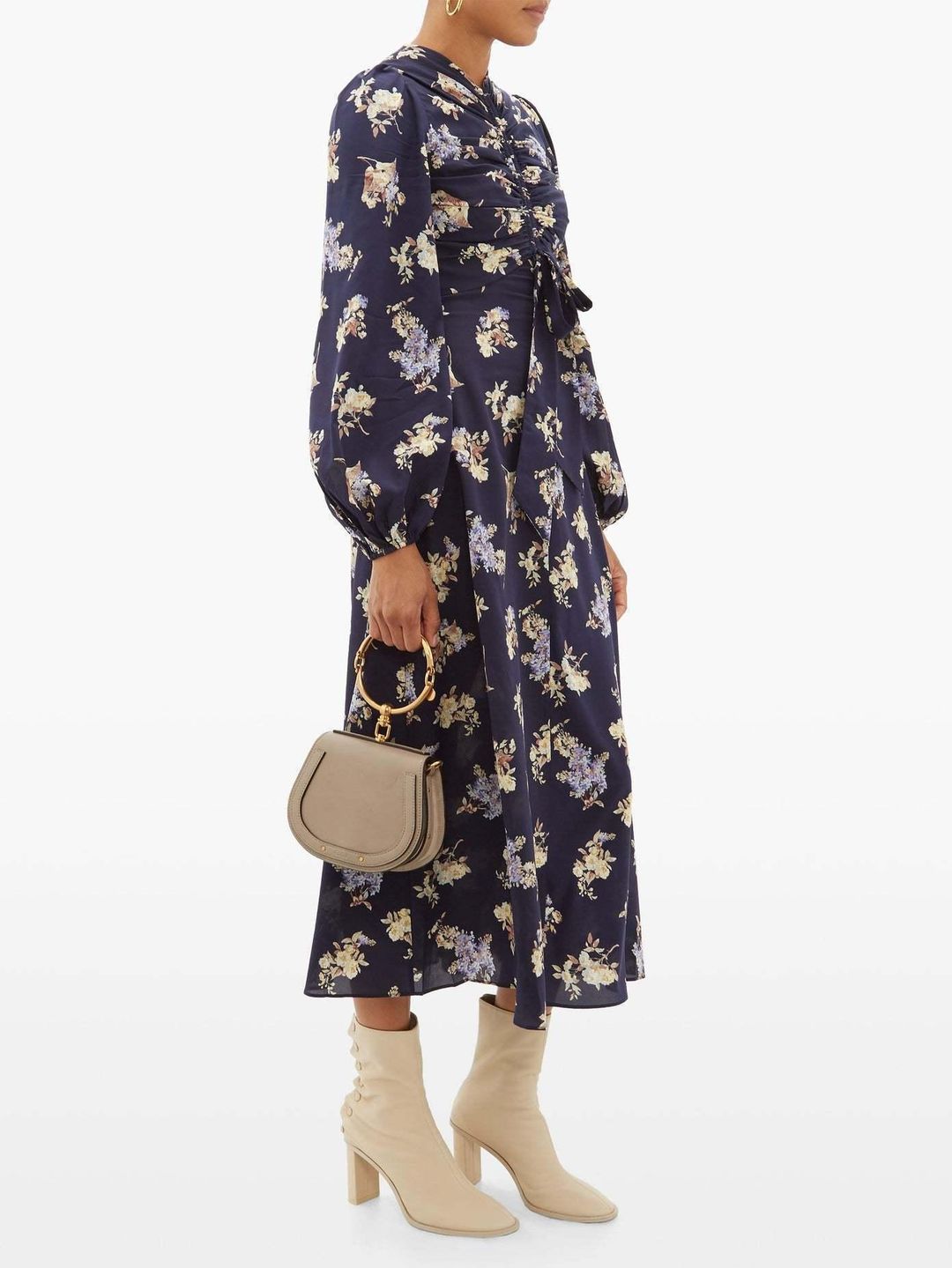 Zimmermann Sabotage Silk Rouched Midi Dress Ditsy Floral Size 8 for rent on The Volte - main image