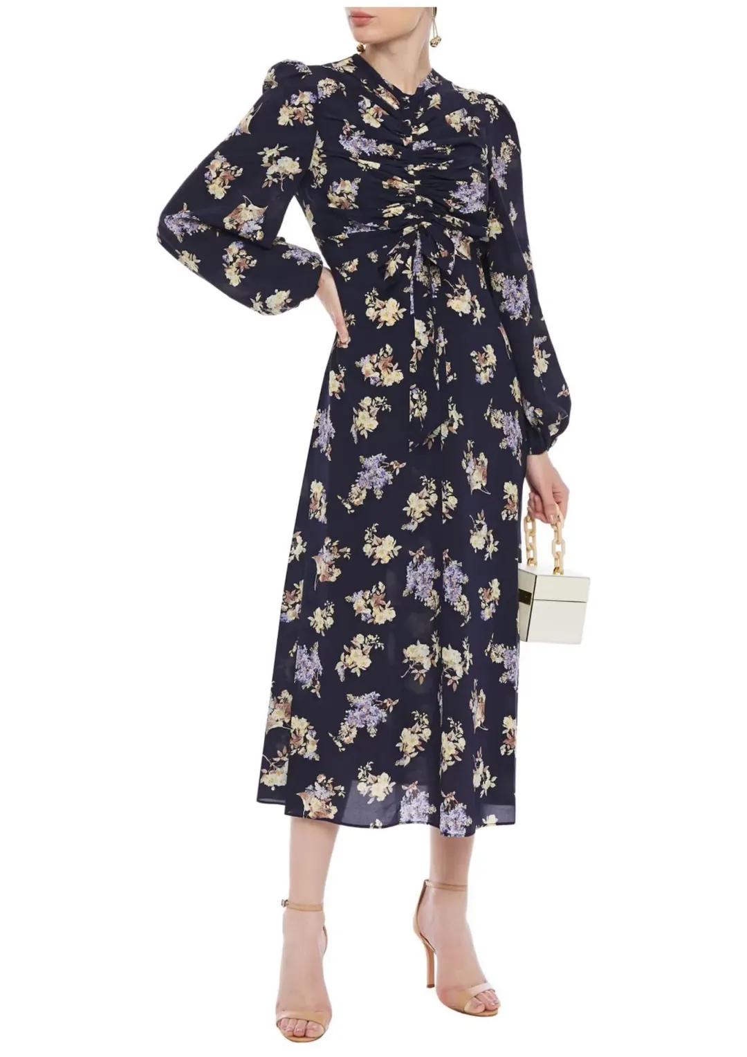 Zimmermann Sabotage Silk Rouched Midi Dress Ditsy Floral Size 8 for rent on The Volte - main image