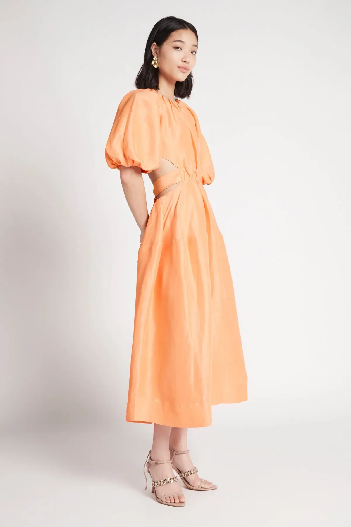 Aje Mimosa Cut Out Midi Dress in Mandarin Size 10 - Image 1