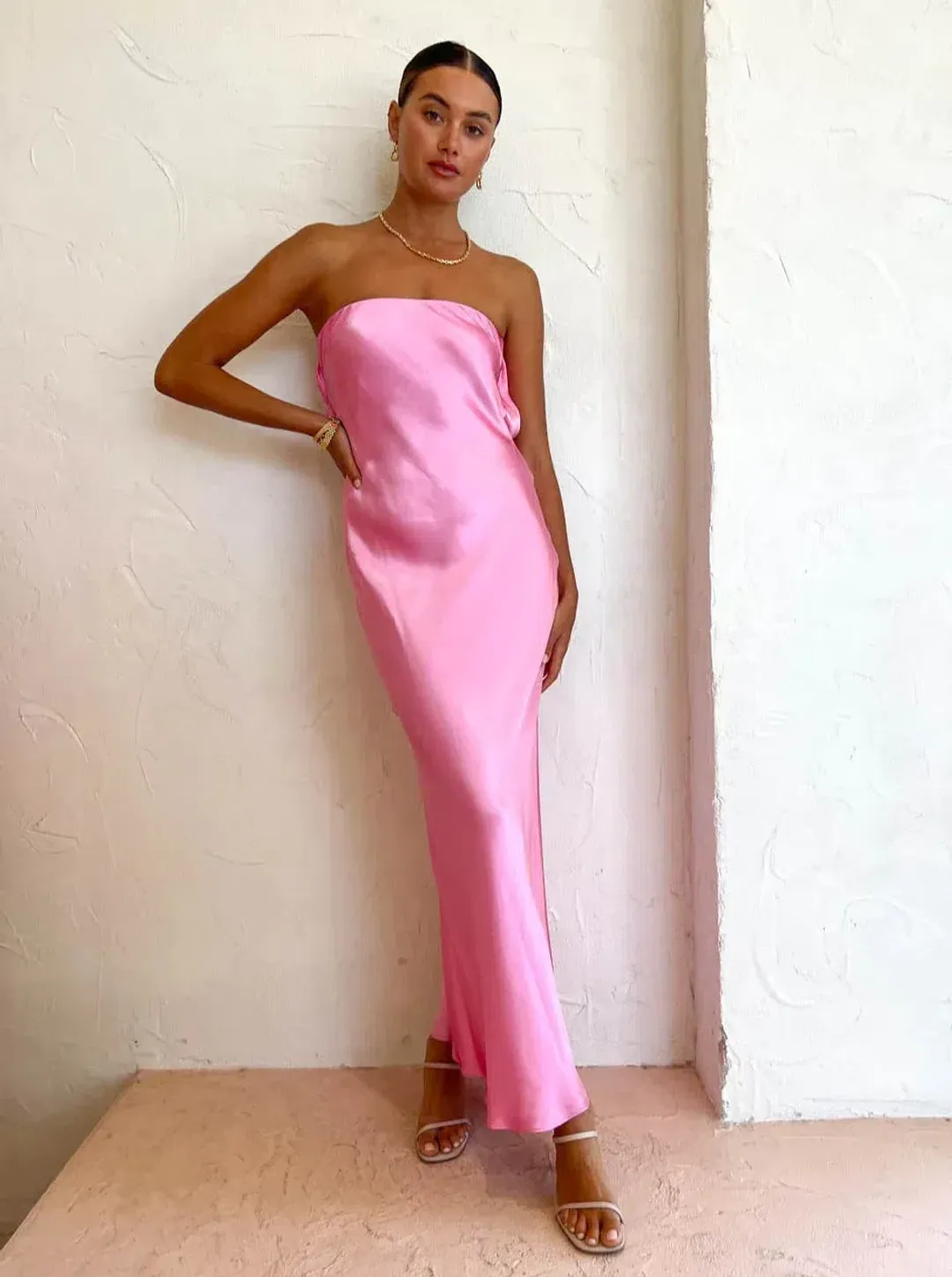 Bec + Bridge Moon Dance Strapless Midi Dress Candy Pink Size 12 for rent on The Volte - main image