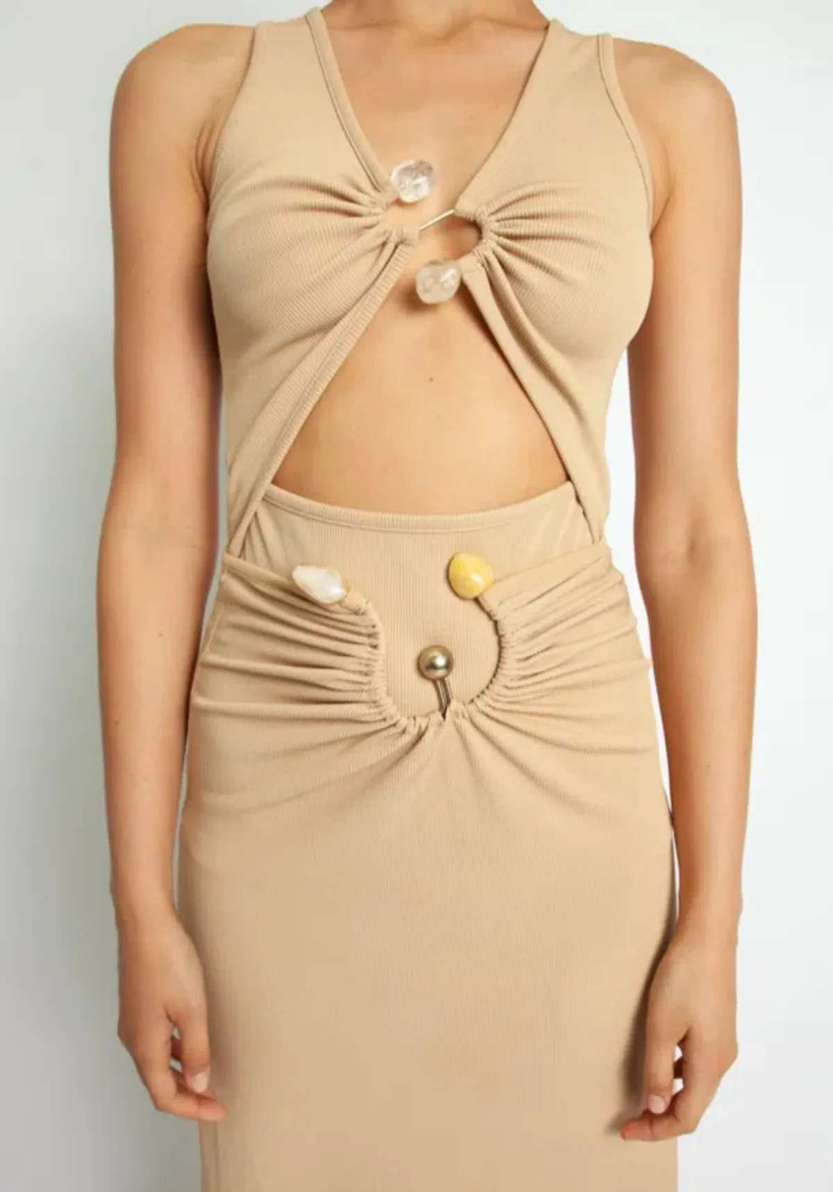 Christopher Esber Scoop Neck S Buckle Tank Top Tan Size 8 - Image 4