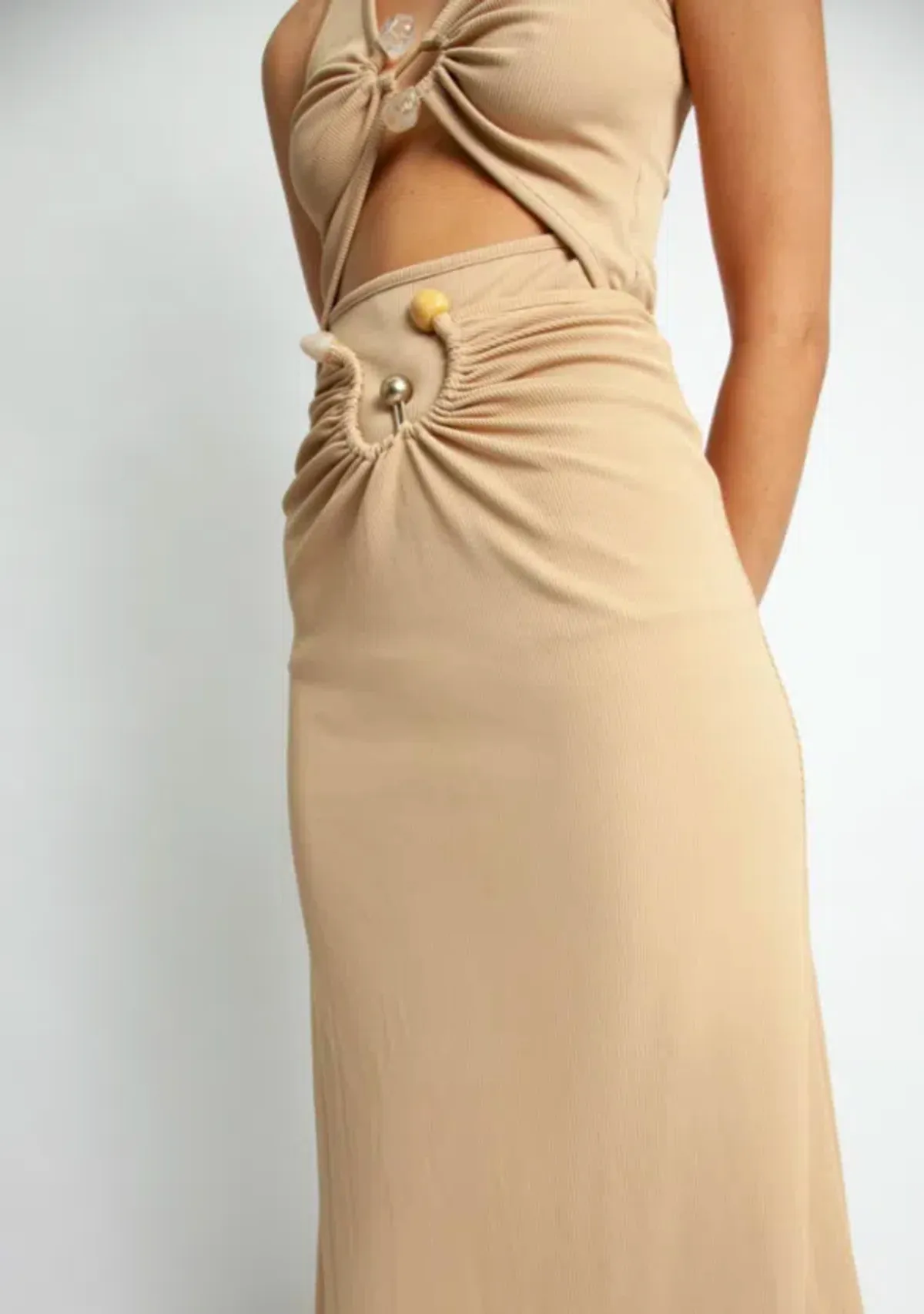 Christopher Esber Scoop Neck S Buckle Tank Top Tan Size 8 - Image 3