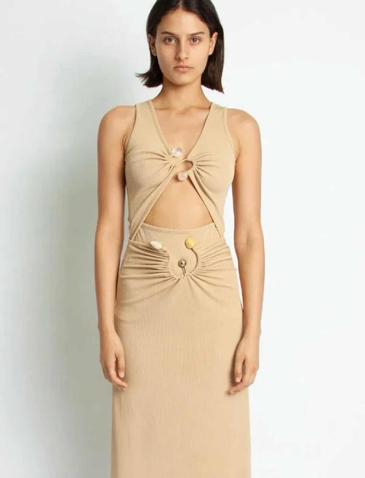 Christopher Esber Scoop Neck S Buckle Tank Top Tan Size 8 - Image 2