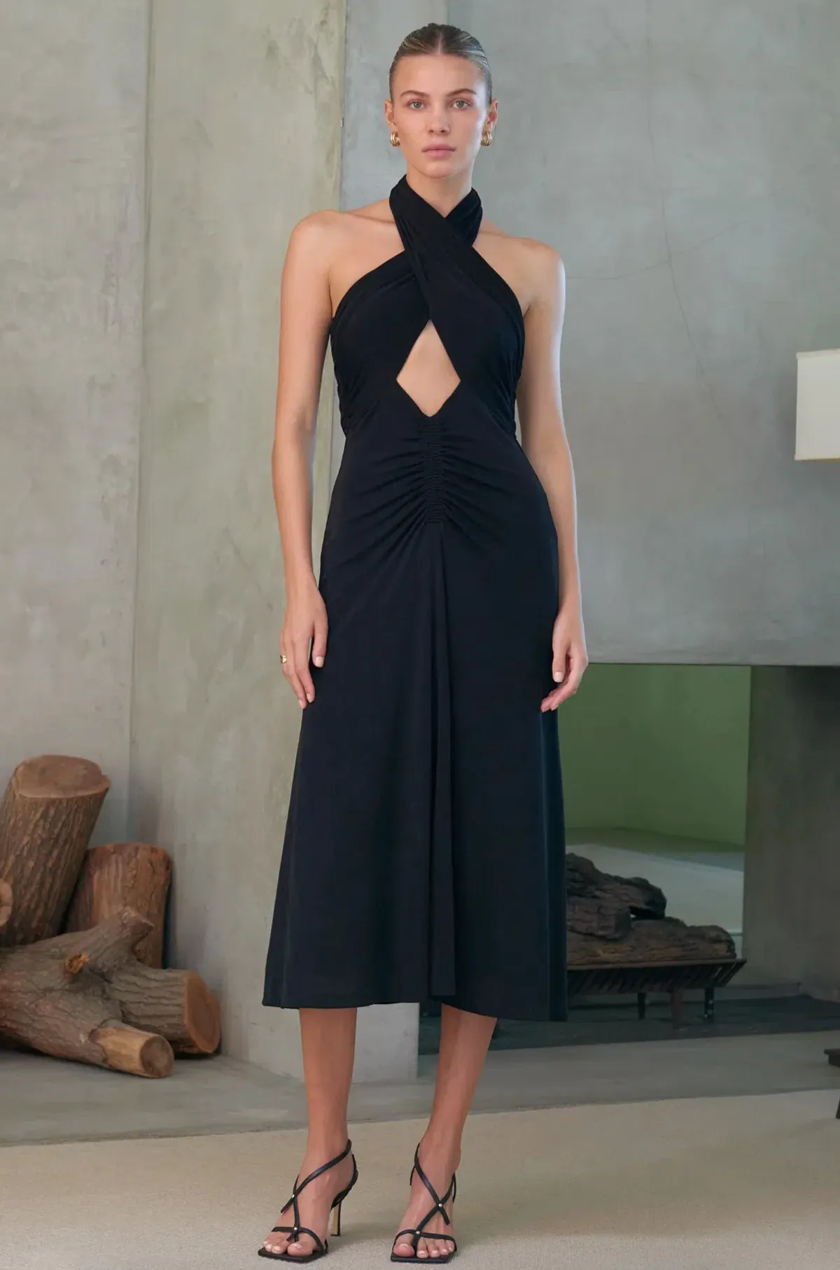 Misha Esperanza Slinky Jersey Midi Dress Black Size 6/XS - Image 1