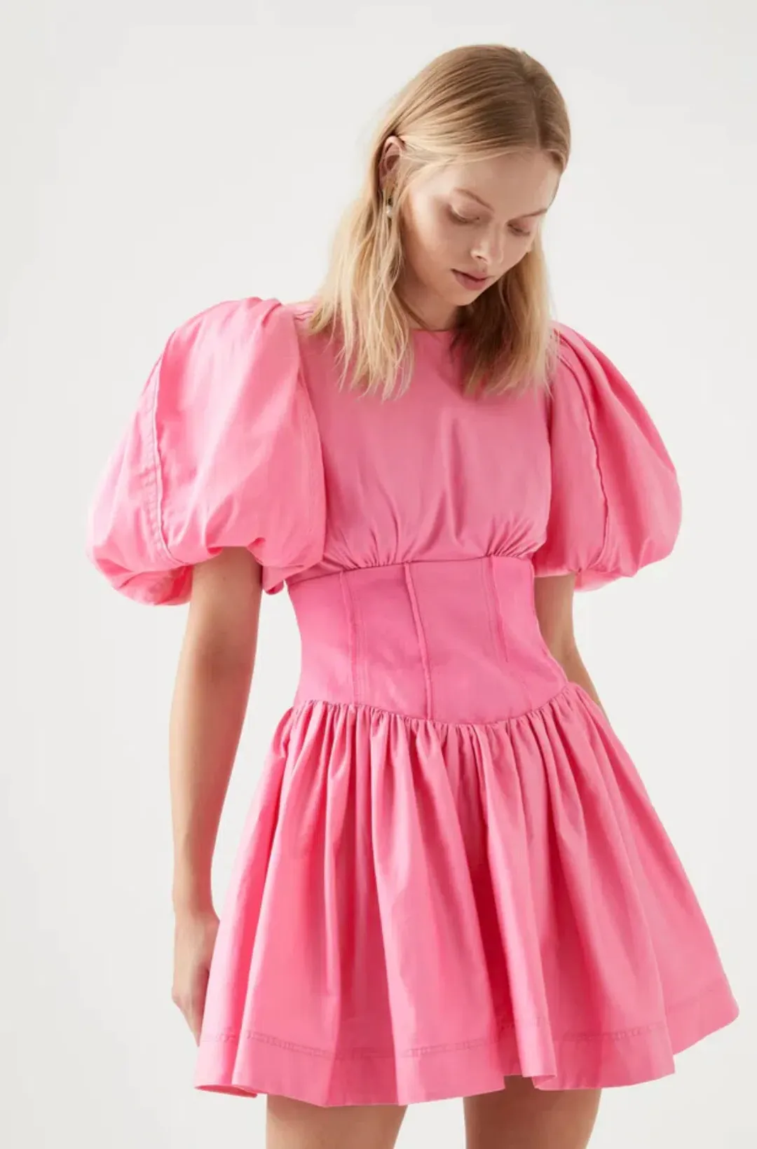 Aje Gianna Puff Sleeve Mini Dress Pink Size 10 / M for rent on The Volte - main image