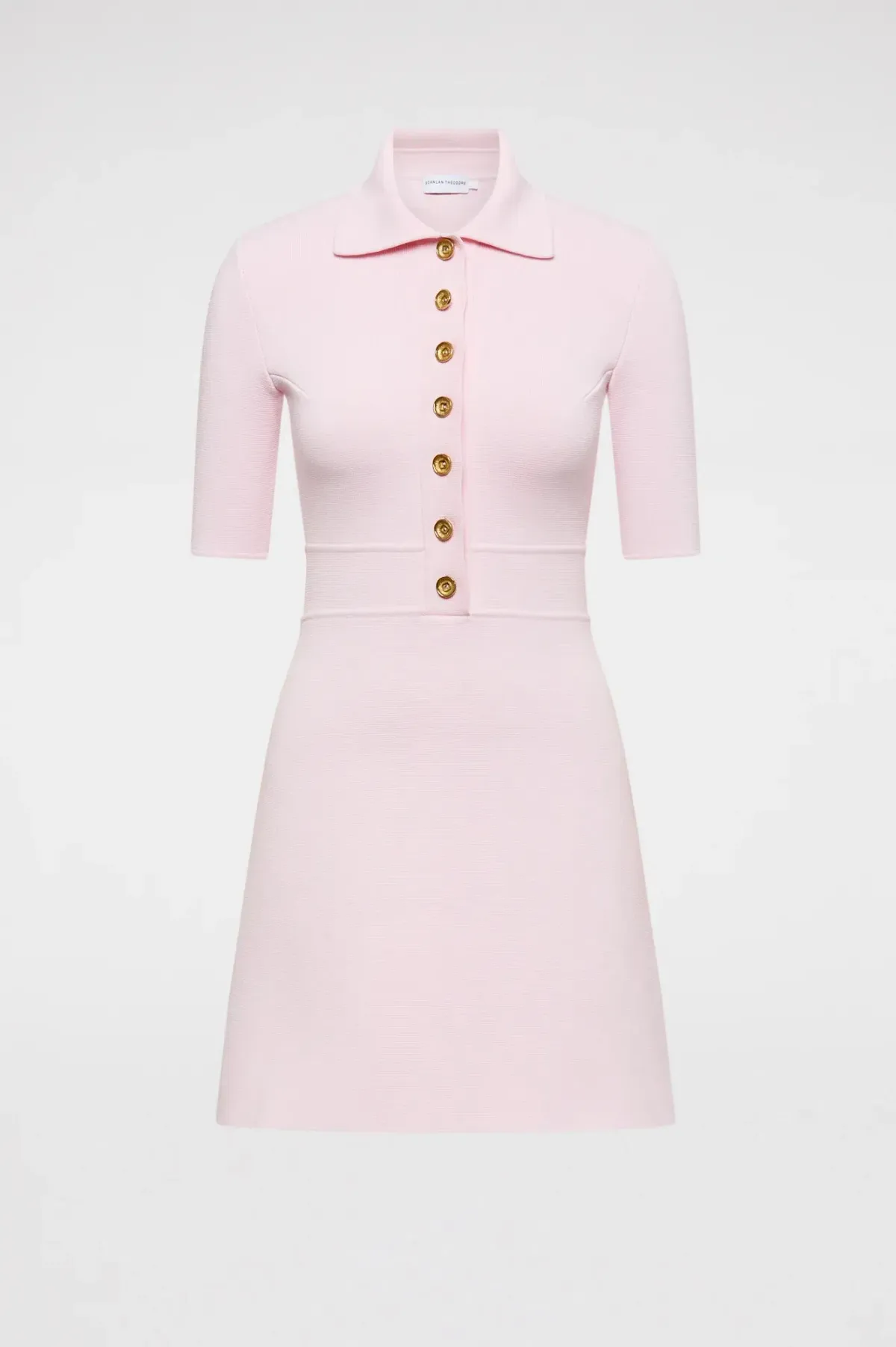 Scanlan Theodore Crepe Knit Button Collar Mini Dress Pink Size XS / Au 6 - Image 5
