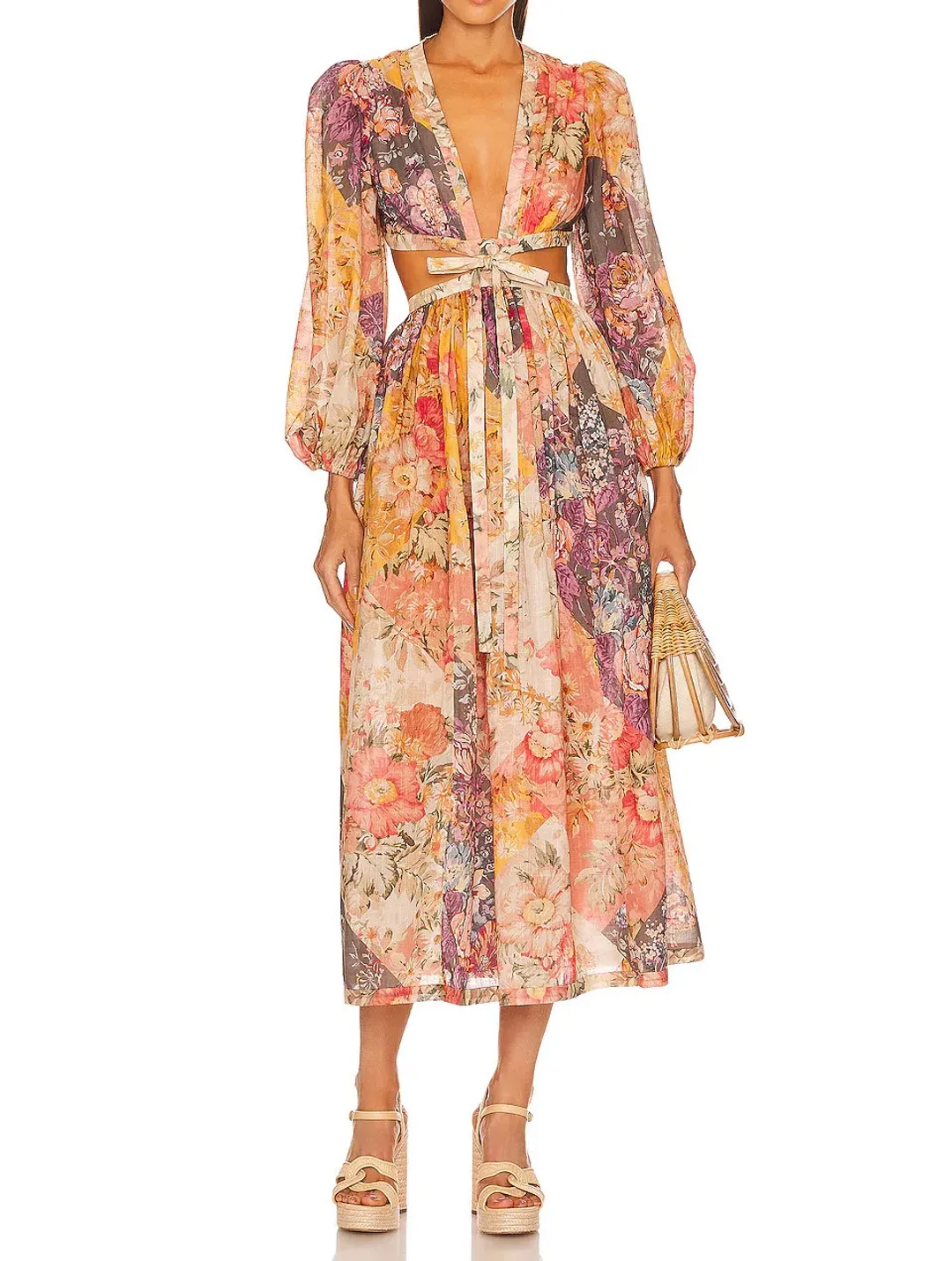 Zimmermann Pattie Patchwork Long Dress Floral Size 0 / Au 8 for rent on The Volte - main image