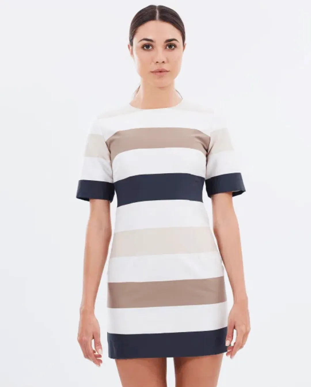 By Johnny Muted Stripe Tee Mini Dress Print Size 10 for rent on The Volte - main image