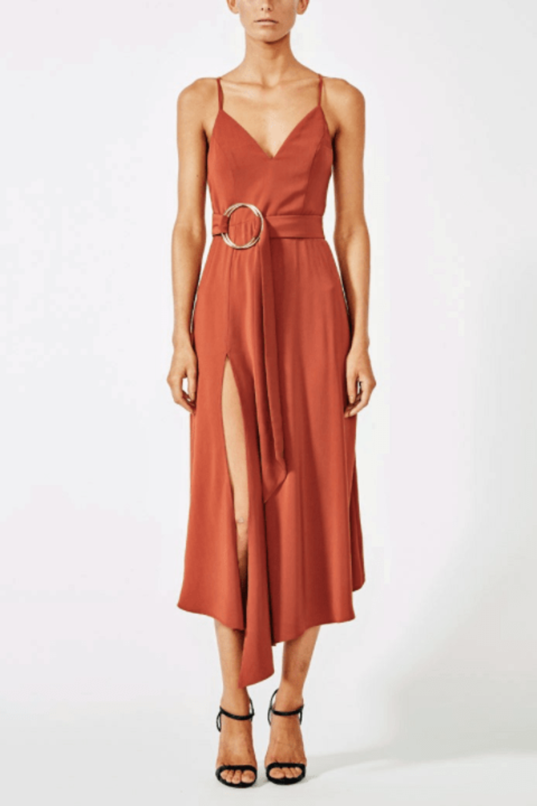 SHONA JOY Voltaire Cocktail Dress | Colour: Rust for rent on The Volte - main image