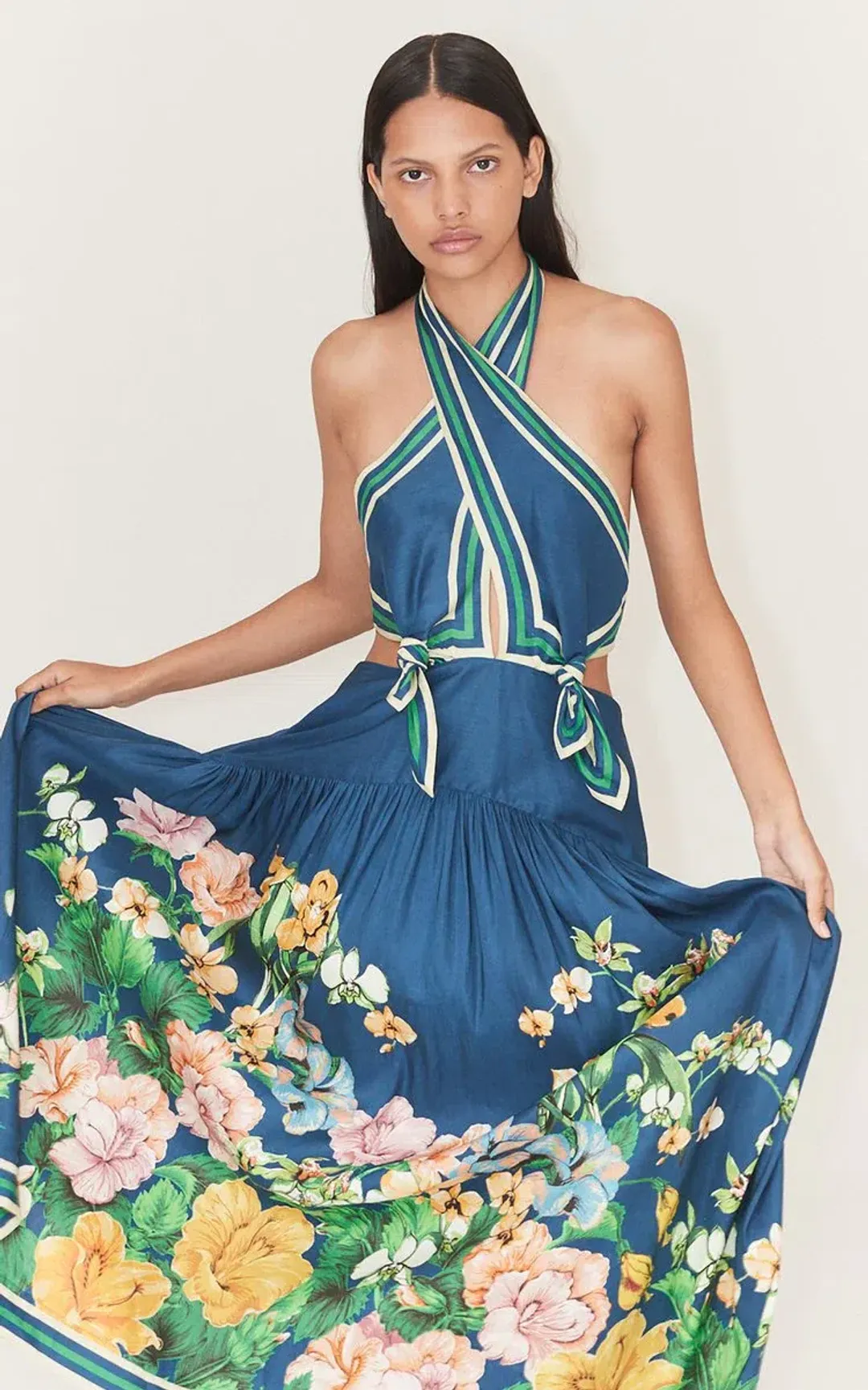 Alemais - Lyla Halter Midi Dress Blue - Size 10 for rent on The Volte - main image