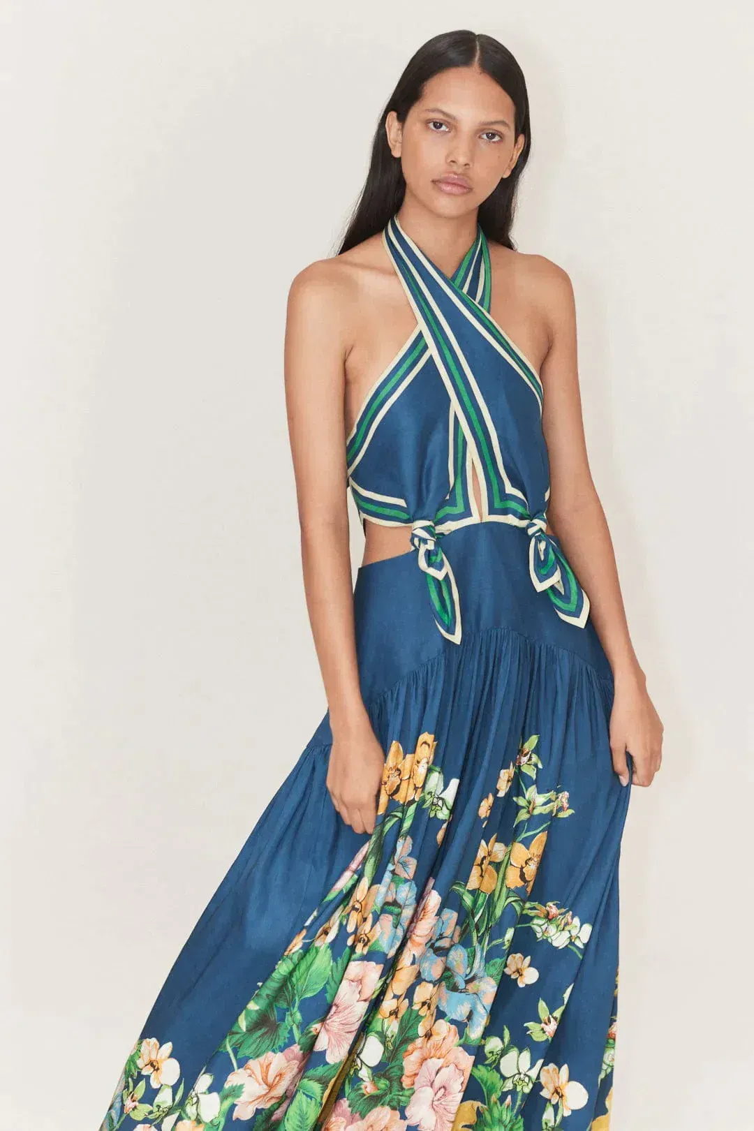 Alemais - Lyla Halter Midi Dress Blue - Size 10 for rent on The Volte - main image