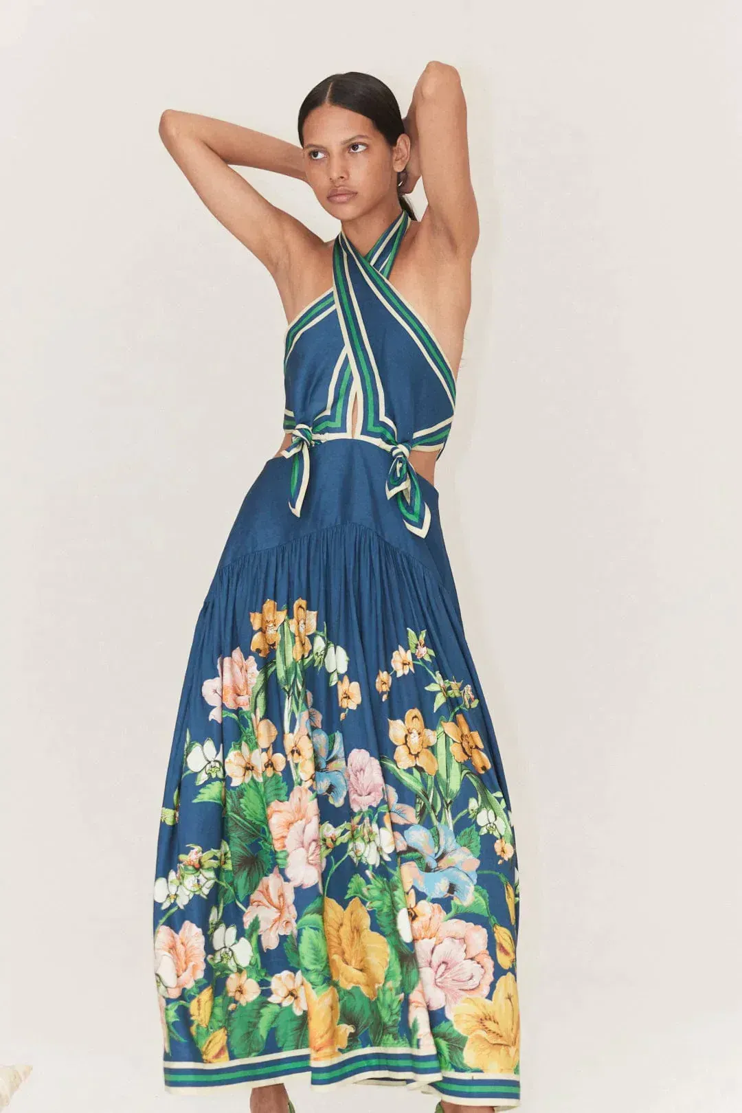 Alemais - Lyla Halter Midi Dress Blue - Size 10 for rent on The Volte - main image