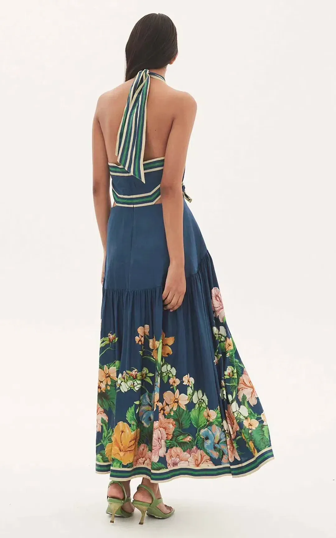 Alemais - Lyla Halter Midi Dress Blue - Size 10 for rent on The Volte - main image