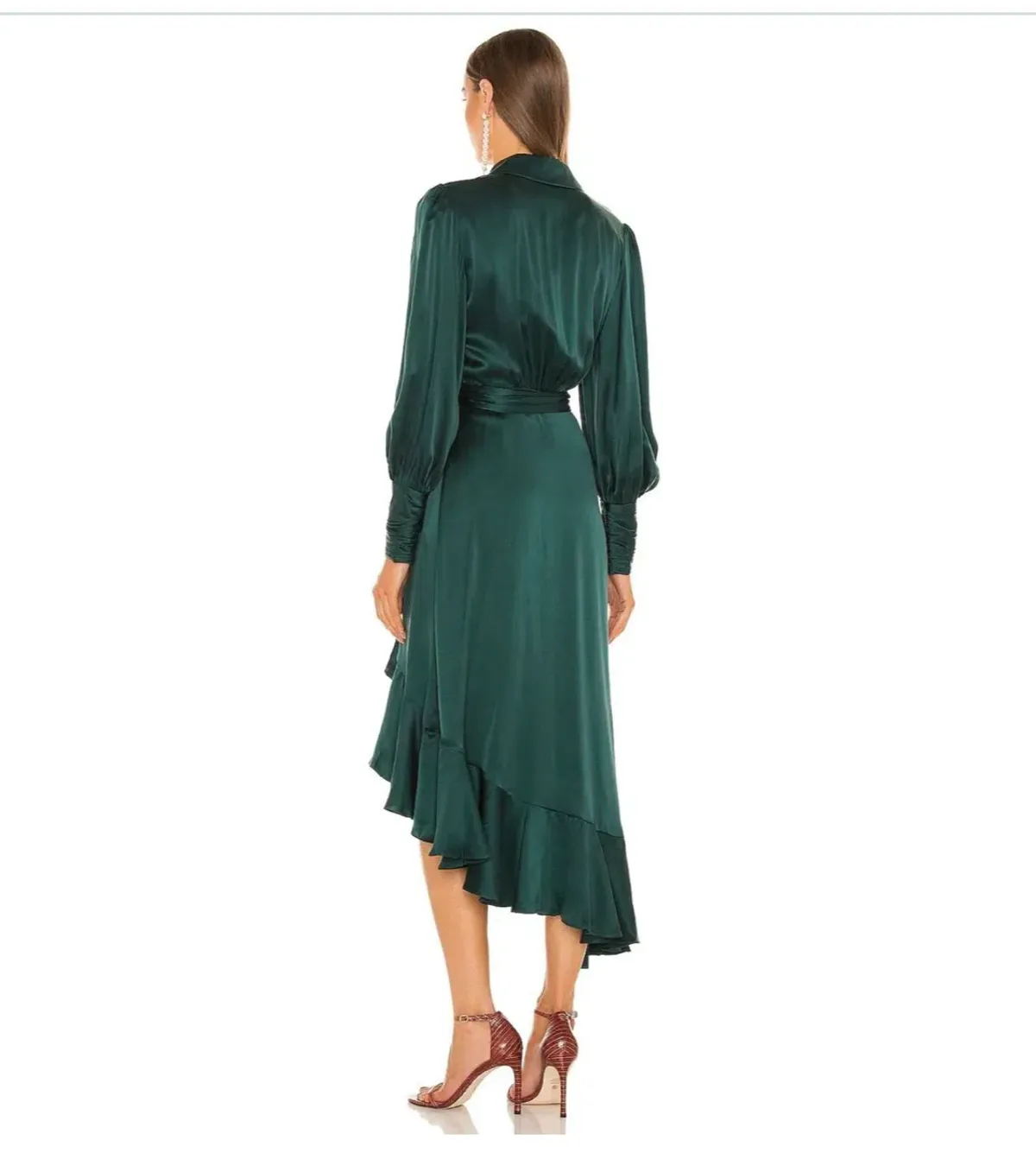 Zimmermann Silk Wrap Midi Dress in Forest Green Size 0P / Au 6 - Image 3