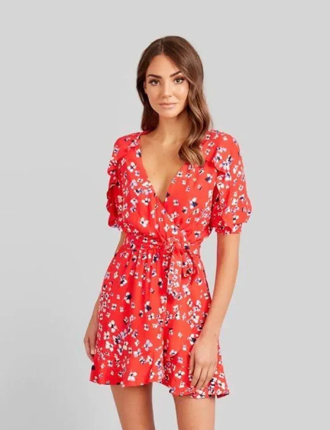 Kookai Delilah Wrap Dress Red Size 8 for rent on The Volte - main image