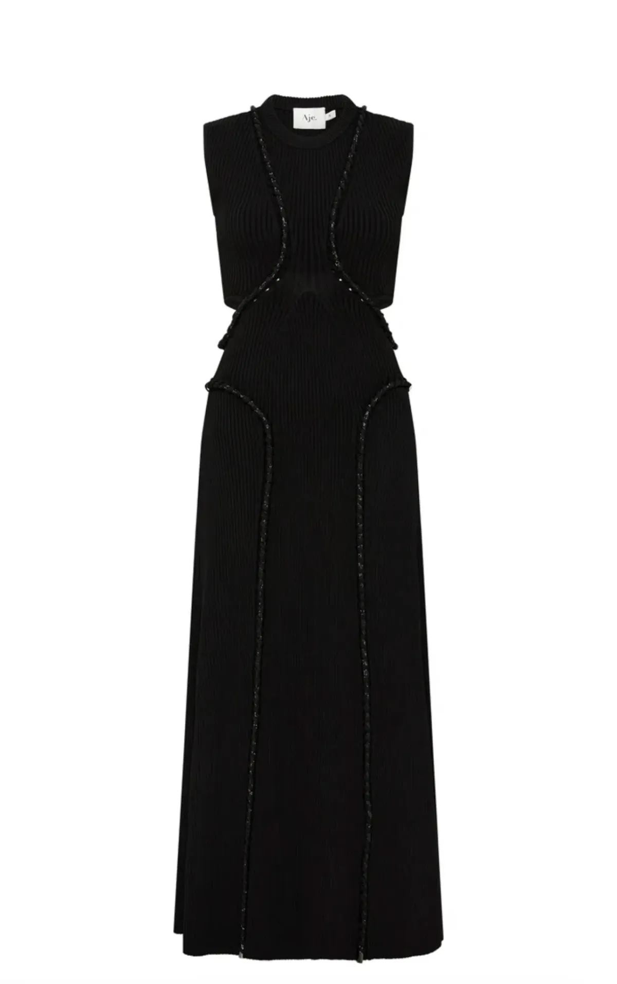 Aje Arp Cut Out Knit Midi Dress Black Size AU 12 - Image 5