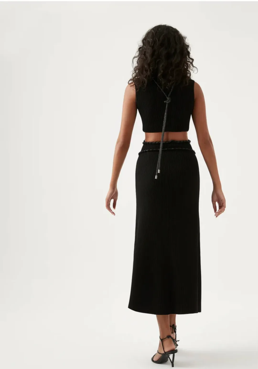 Aje Arp Cut Out Knit Midi Dress Black Size AU 12 for rent on The Volte - main image