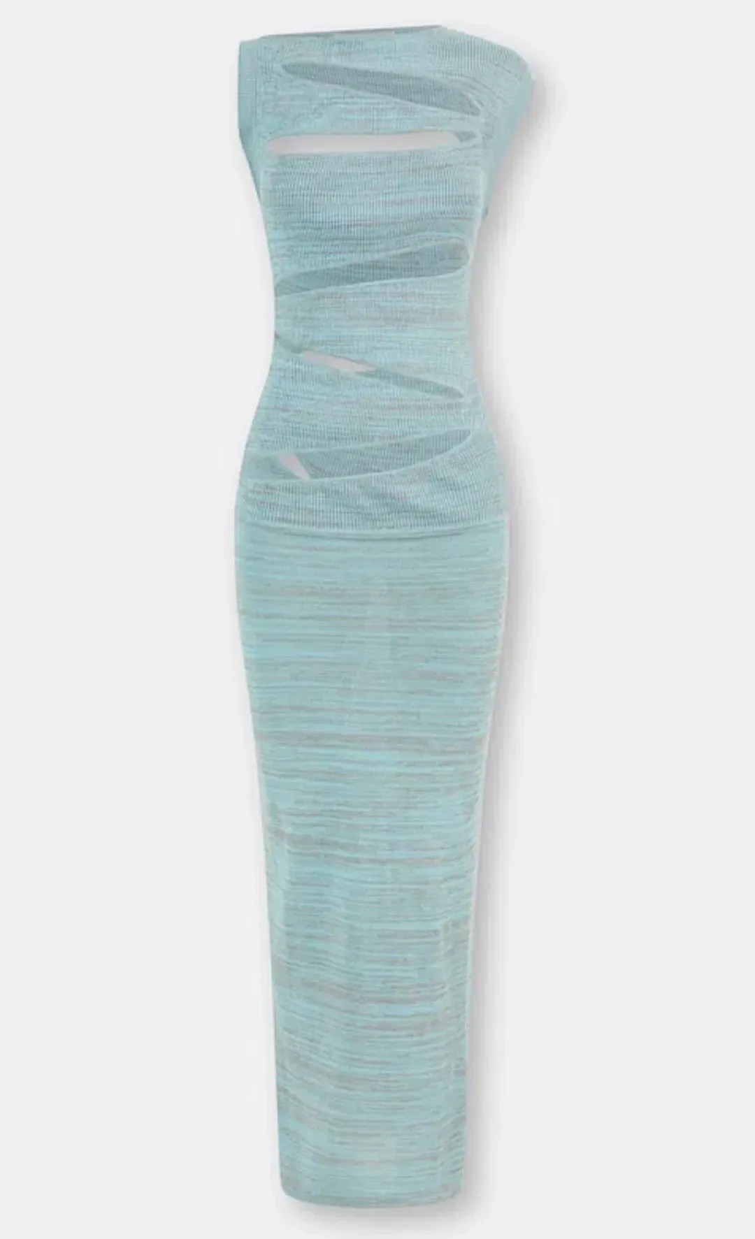 Christopher Esber Slashed Knit Mini Dress Blue Size AU 6 for rent on The Volte - main image