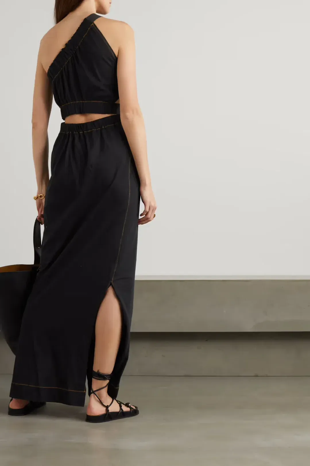 Bassike One Shoulder Cut Out Midi Dress Black Size 3/AU 12 for rent on The Volte - main image