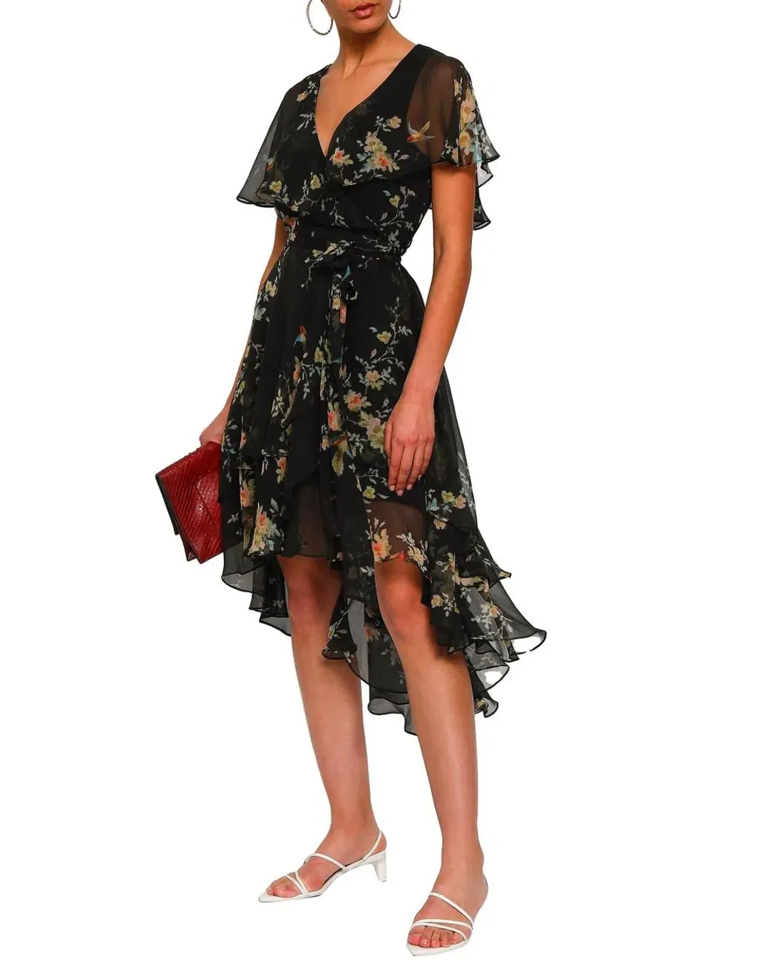 Zimmermann Maples Wrap Dress Black Bird Floral Size 0/AU 8 for rent on The Volte - main image
