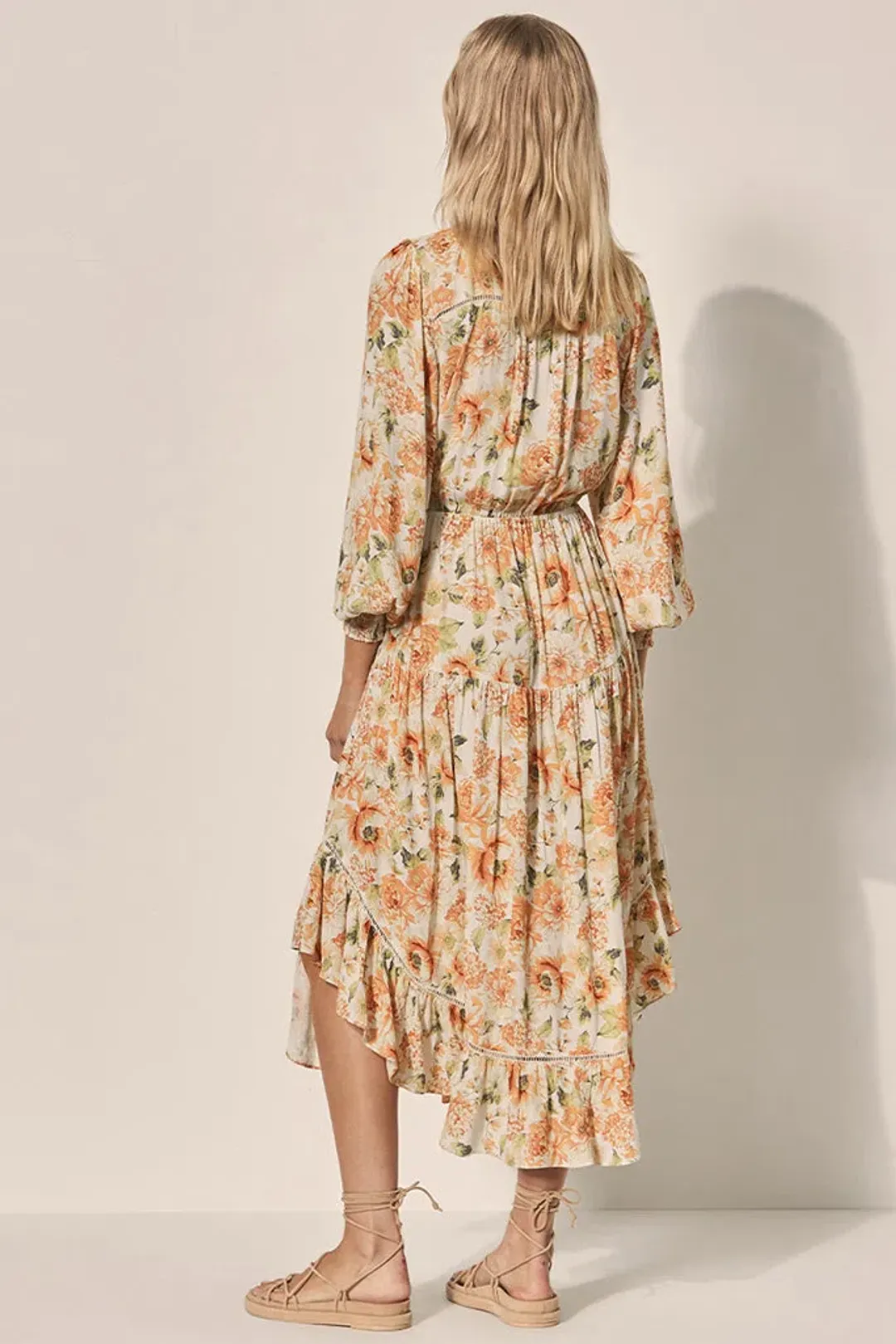 Kivari Everly Tie Front Midi Dress Floral Size 6 for rent on The Volte - main image