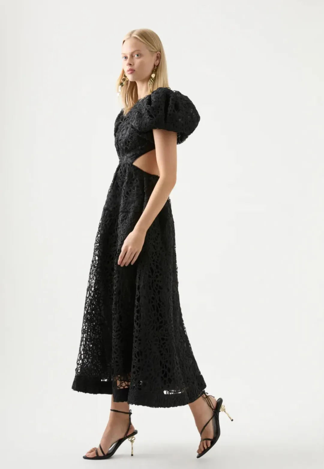 Aje Patina Lace Midi Dress Black Size 8 for rent on The Volte - main image
