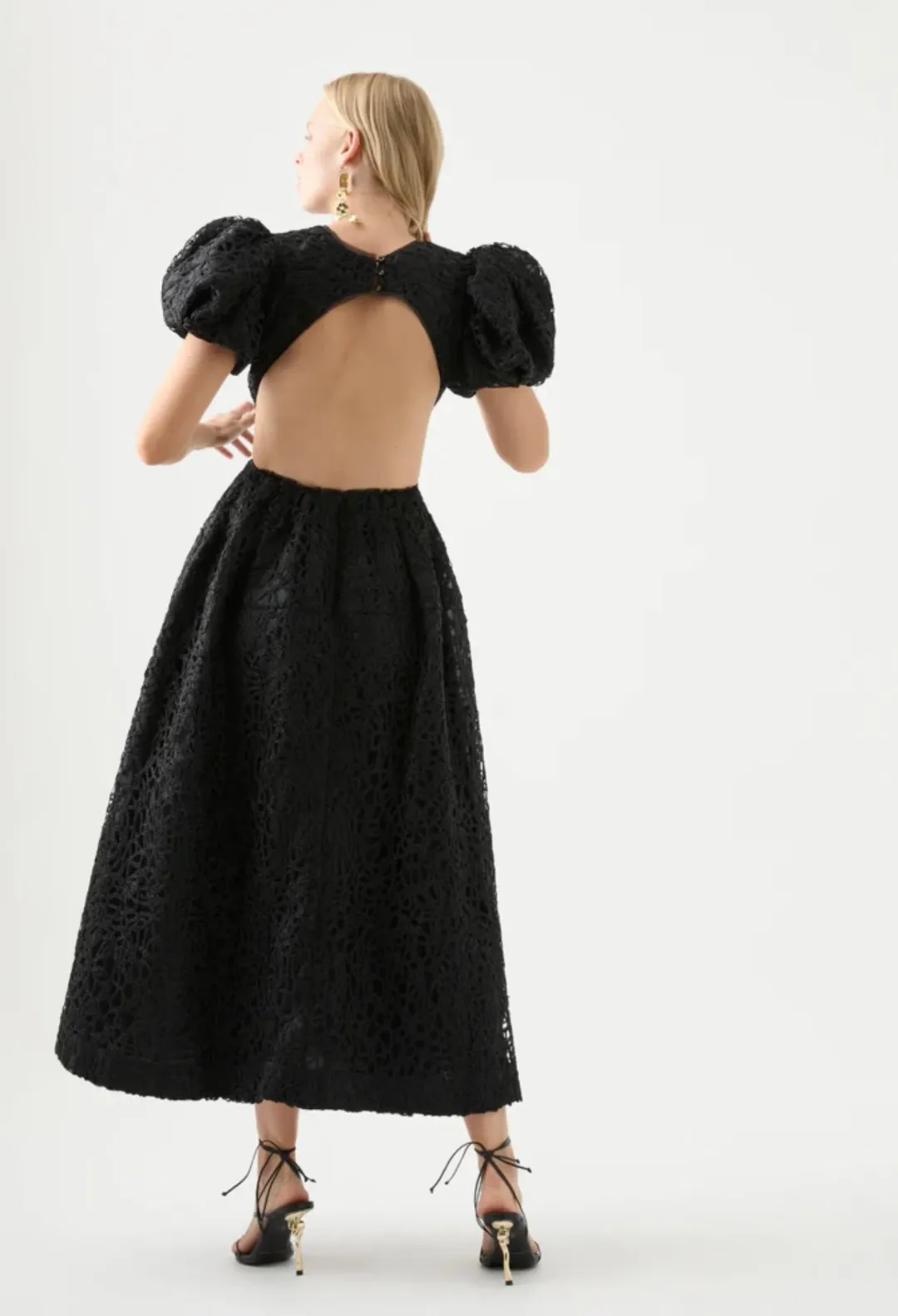 Aje Patina Lace Midi Dress Black Size 8 for rent on The Volte - main image