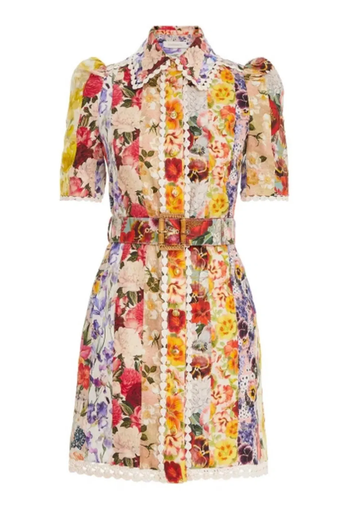 Zimmermann Wonderland Floral Shirt Dress Spliced Stripe Floral Size 0 /Au 8 - Image 2