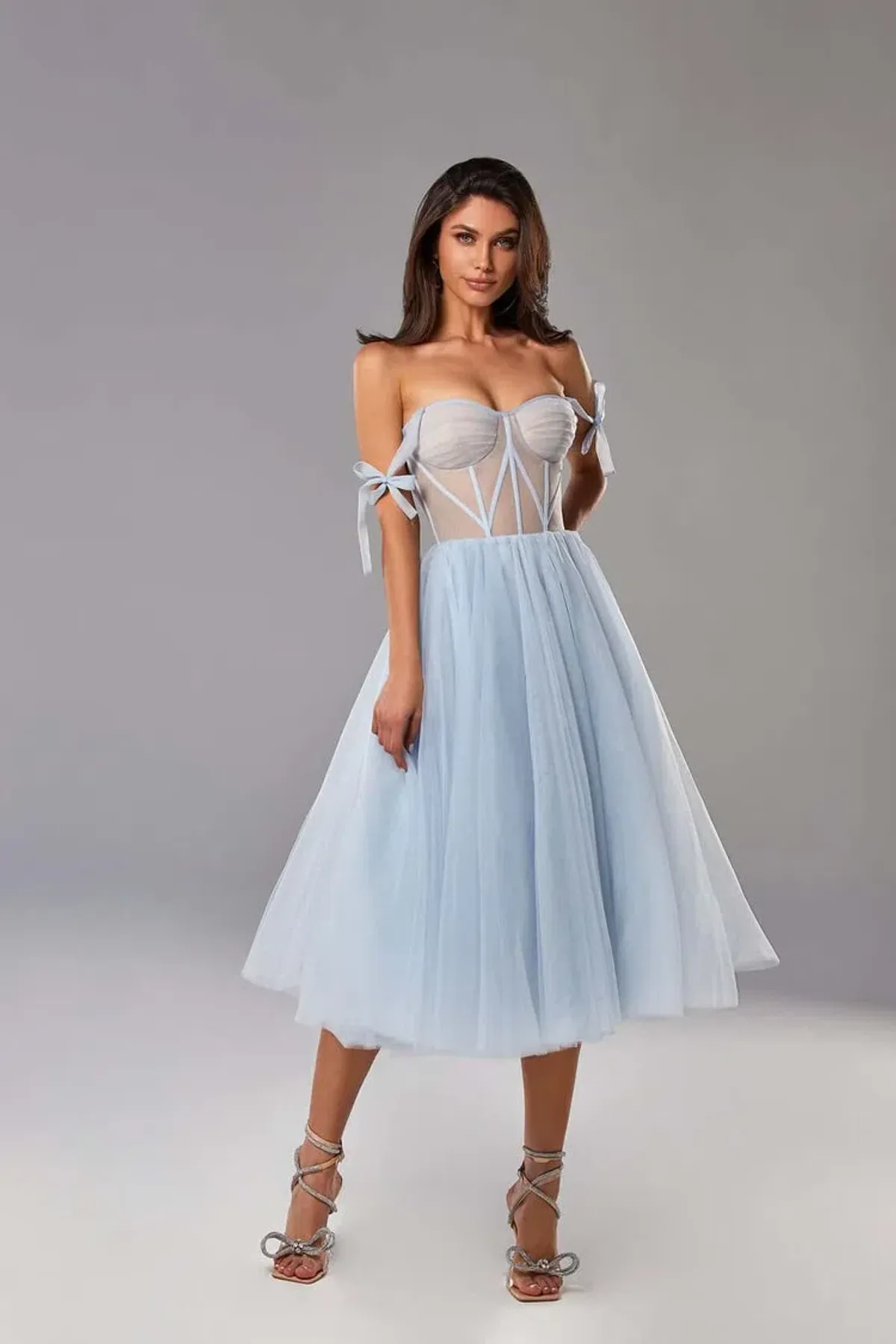 Milla Tie Shoulder Tulle Dress Light Blue Size 8 - Image 2