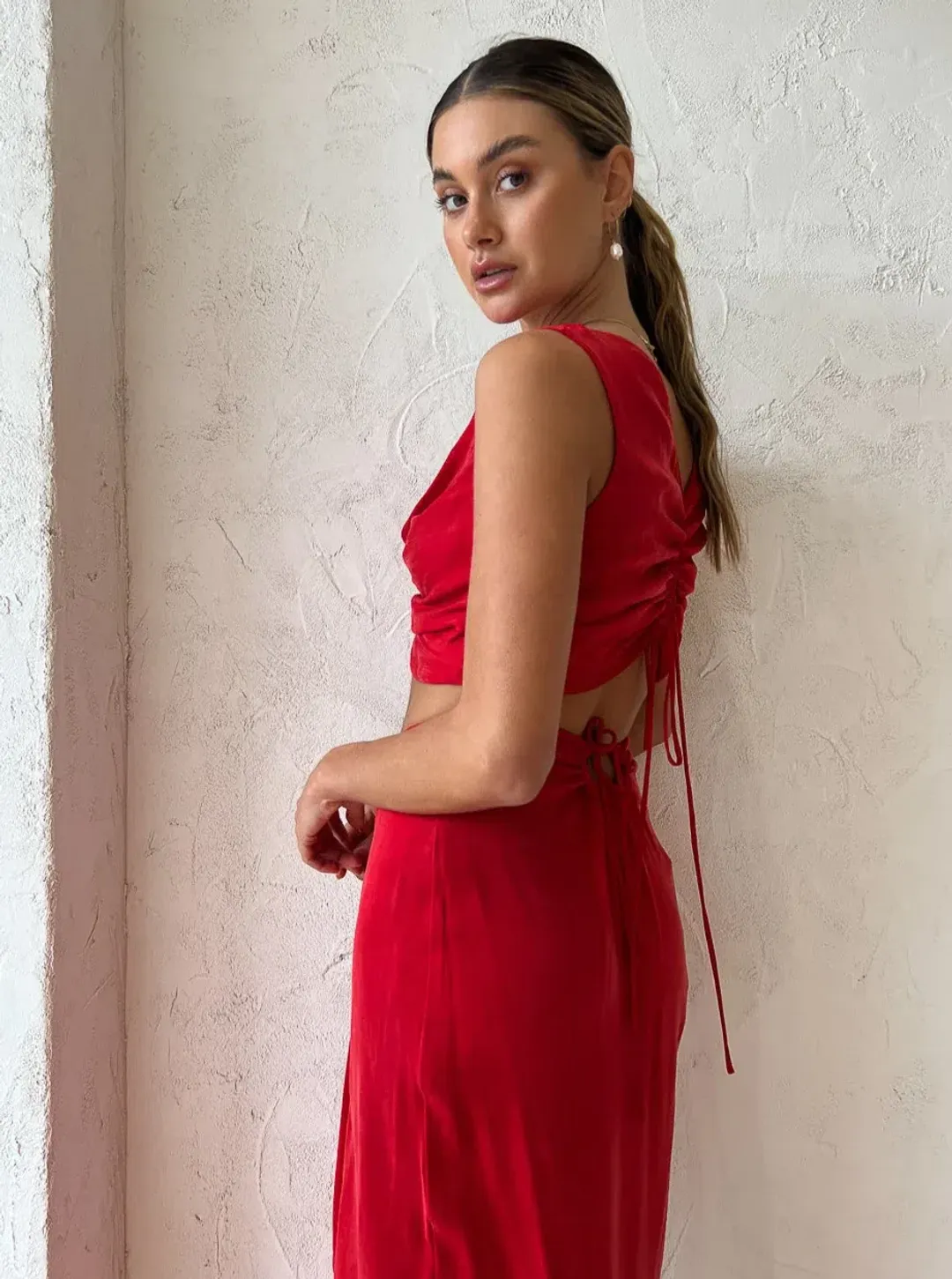 One Fell Swoop Marni Crop and Review Skirt Set Red Size 8 for rent on The Volte - main image