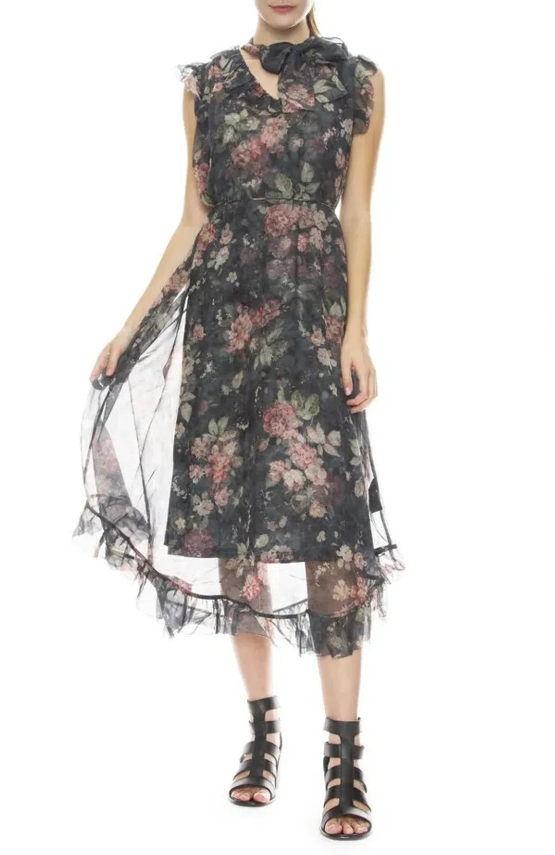Zimmermann Unbridled Frill Dress Floral Size 0/Au 8  for rent on The Volte - main image