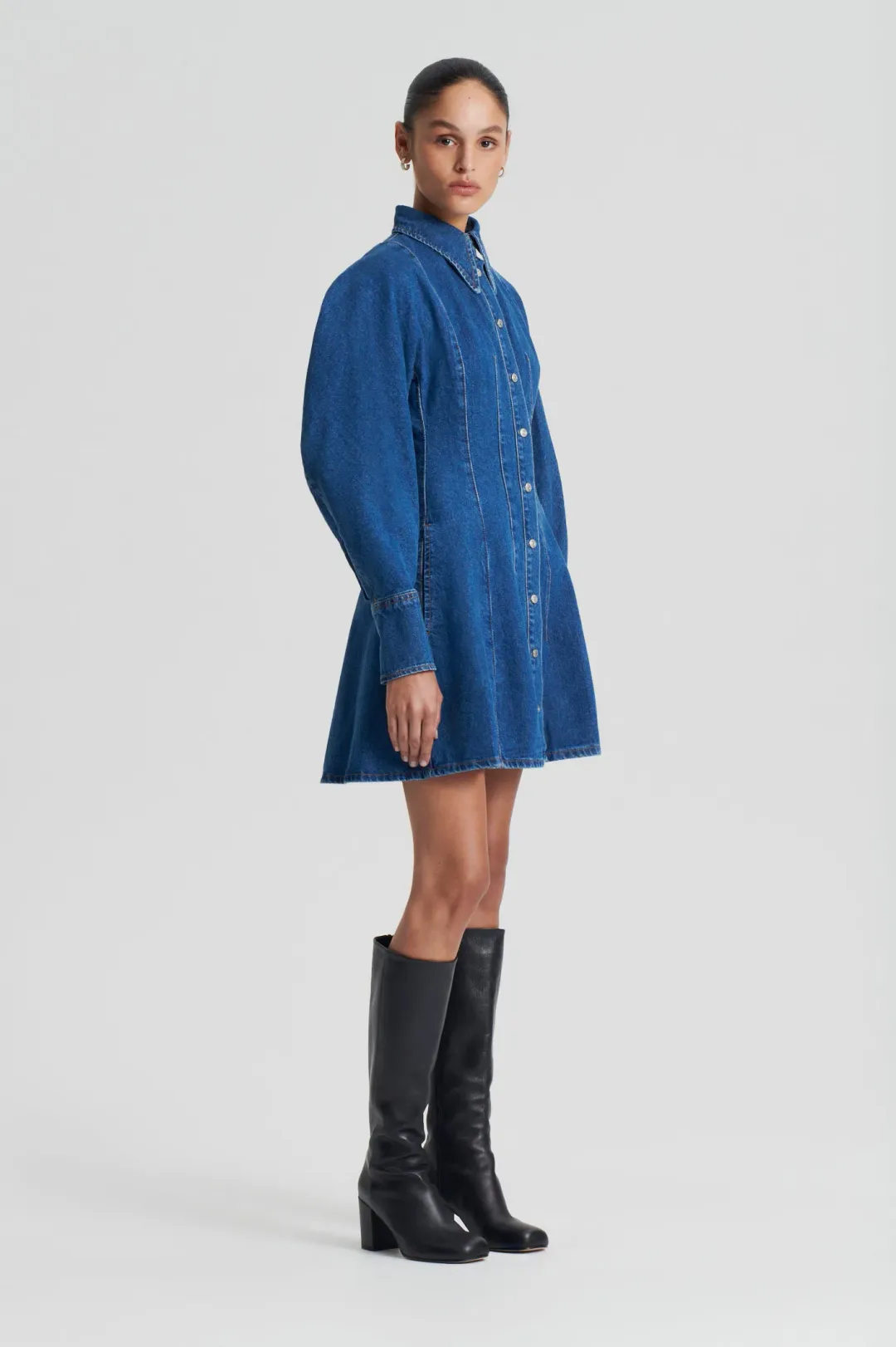 Scanlan Theodore Denim Cocoon Sleeve Mini Dress Size 6 for rent on The Volte - main image