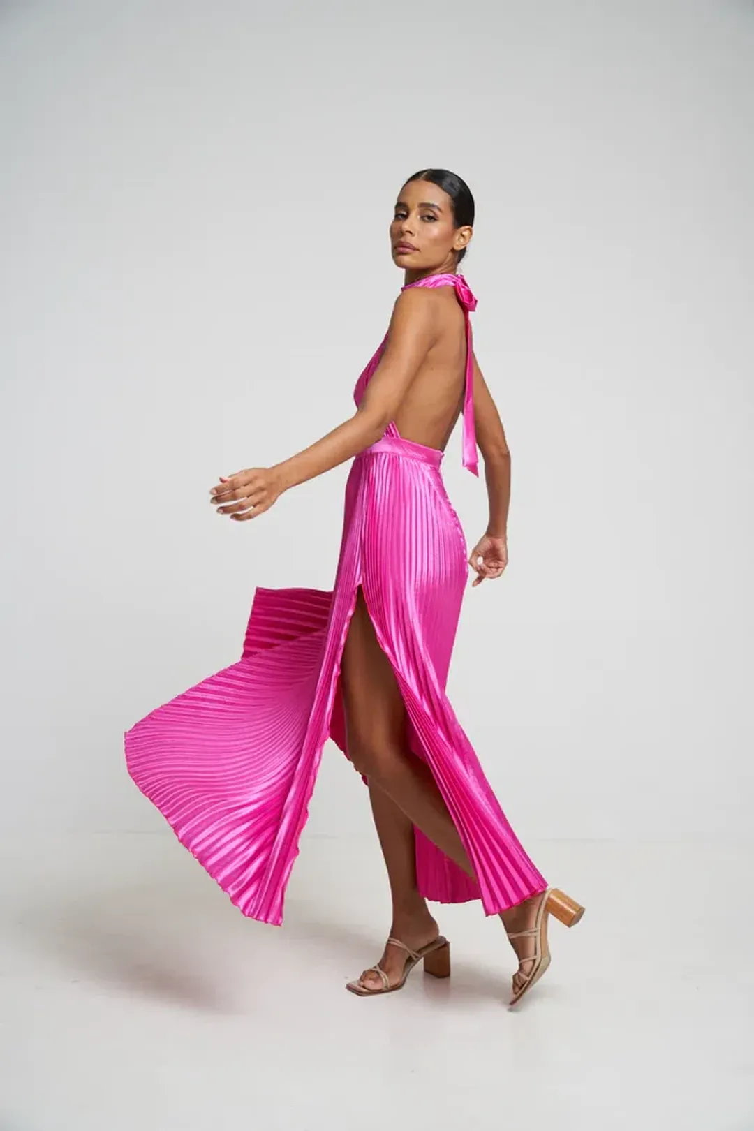 L'idee  Renaissance Split Dress Flamingo Pink Size AU 12  for rent on The Volte - main image