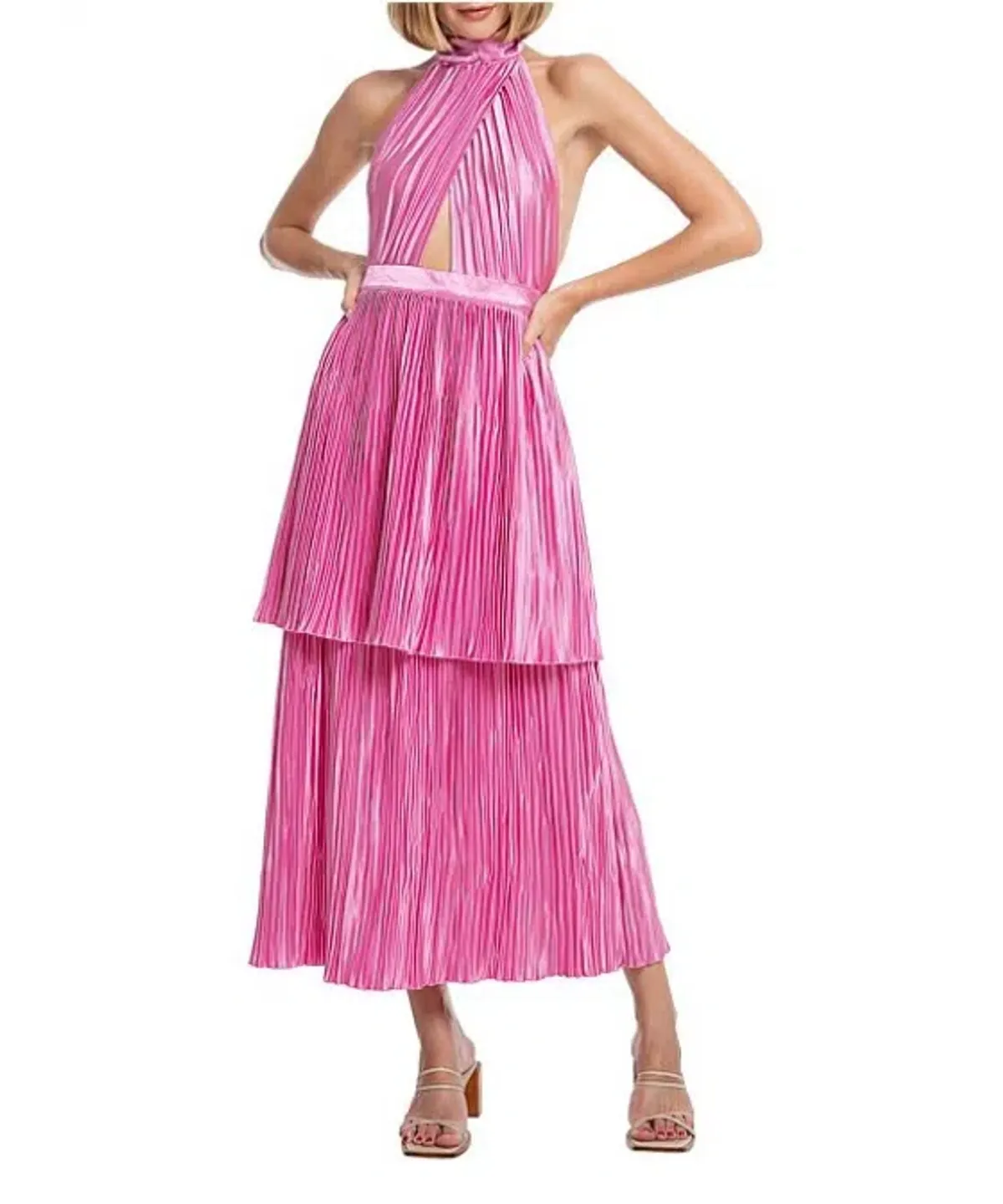 L'Idee Magnifique Midi Dress Pink Size 12 - Image 1