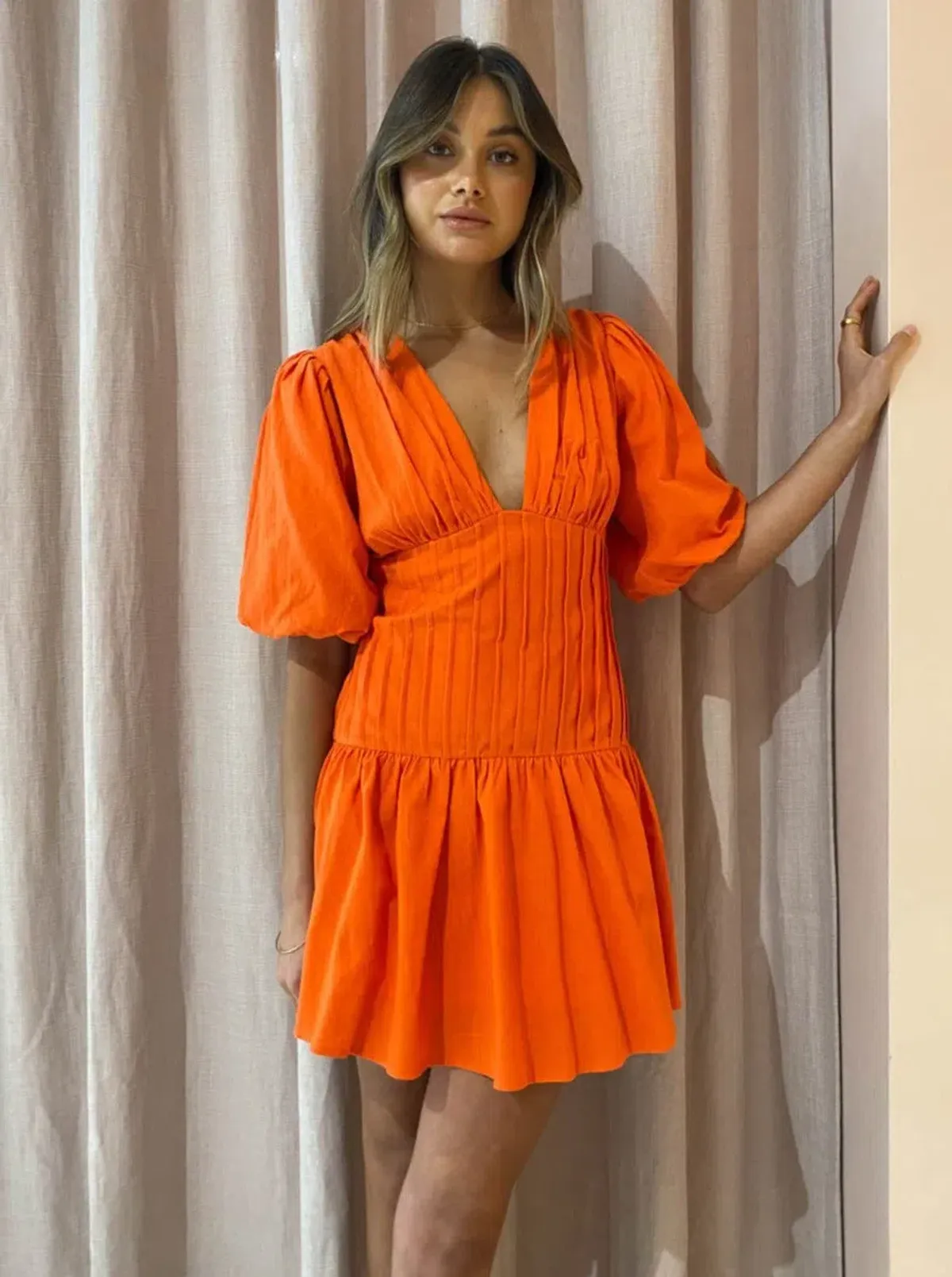 By Nicola Fiesta Mini Dress Orange Size 10 - Image 2