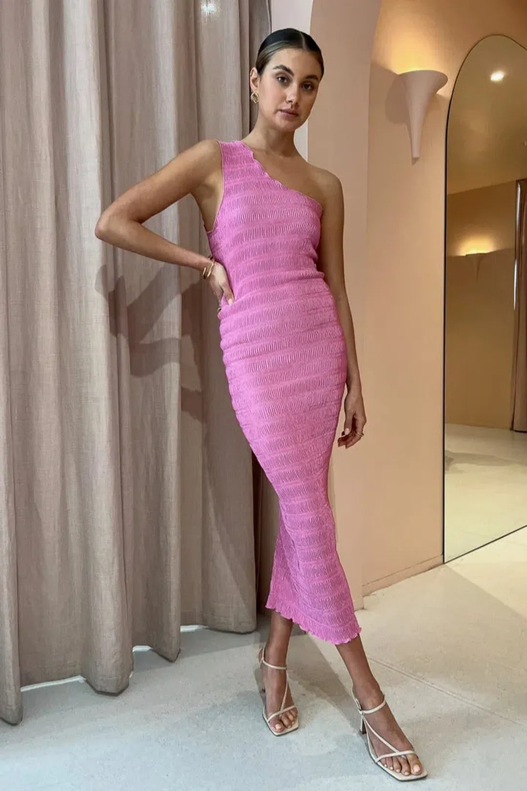 Lidee Gigi Smocking Gown in Hot Pink Size 10 for rent on The Volte - main image