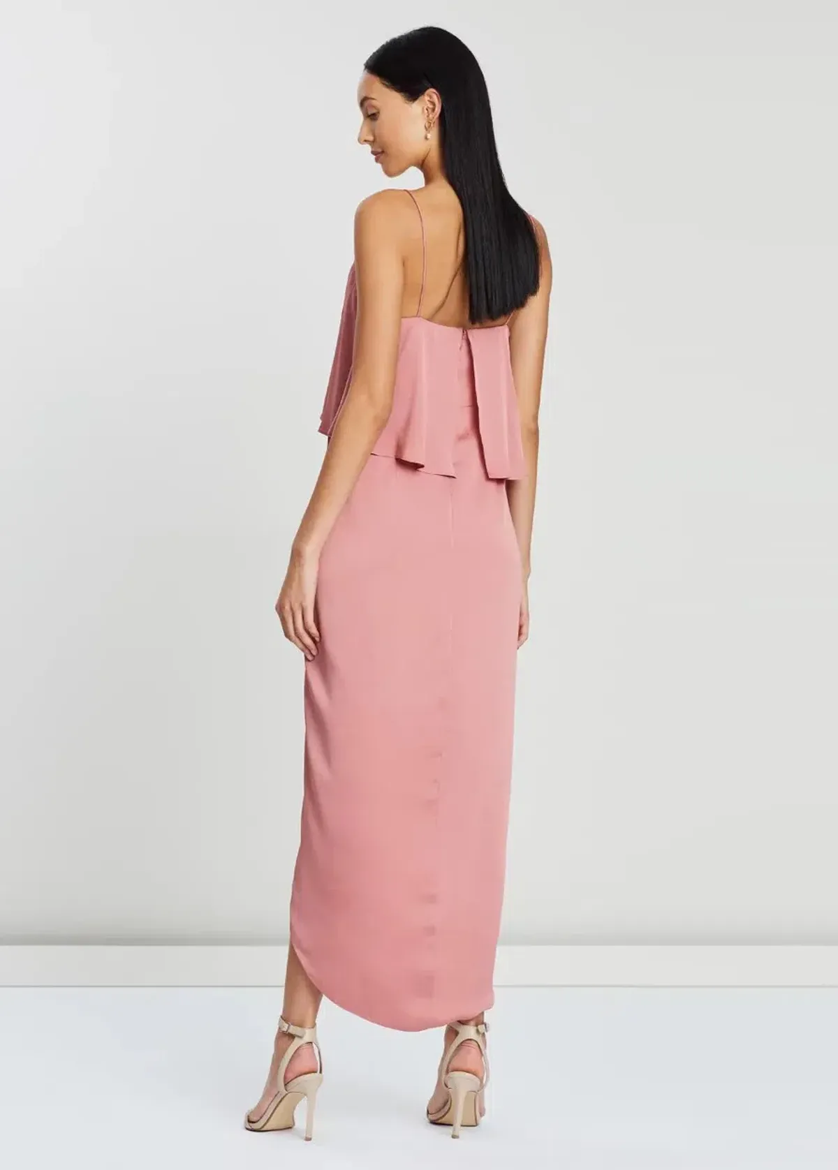 Shona Joy Luxe Draped Cocktail Frill Dress in Rose Size 10 - Image 4