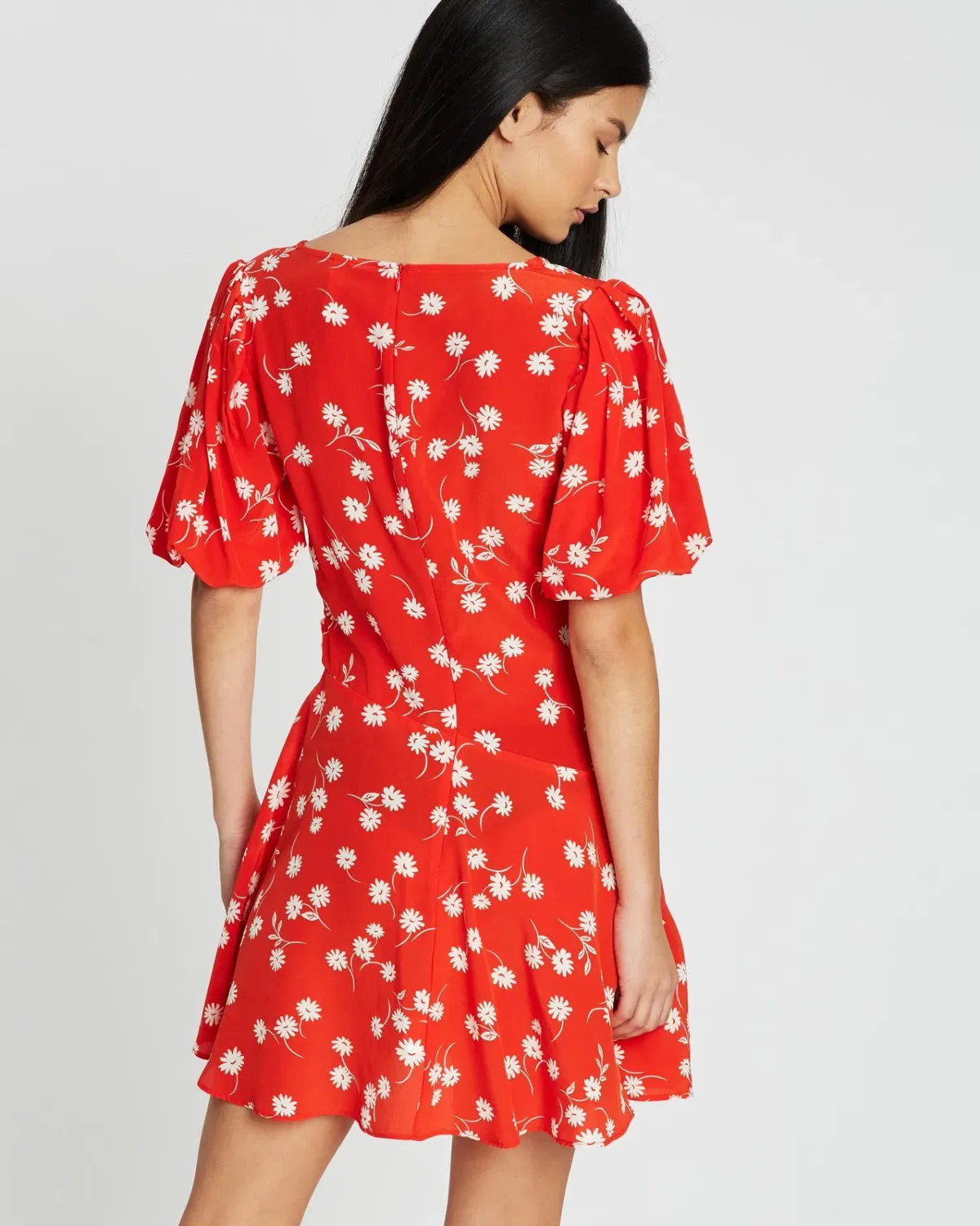 Bec & Bridge Wrap Daisy Mini Dress Red Floral Size 12 - Image 2