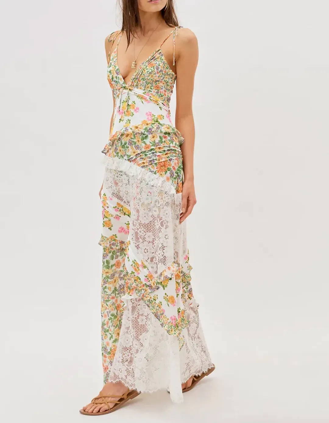 For Love & Lemons Rosalyn Maxi Dress Flower Size M/AU 10 for rent on The Volte - main image