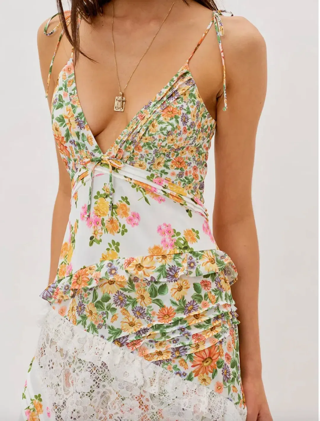 For Love & Lemons Rosalyn Maxi Dress Flower Size M/AU 10 for rent on The Volte - main image