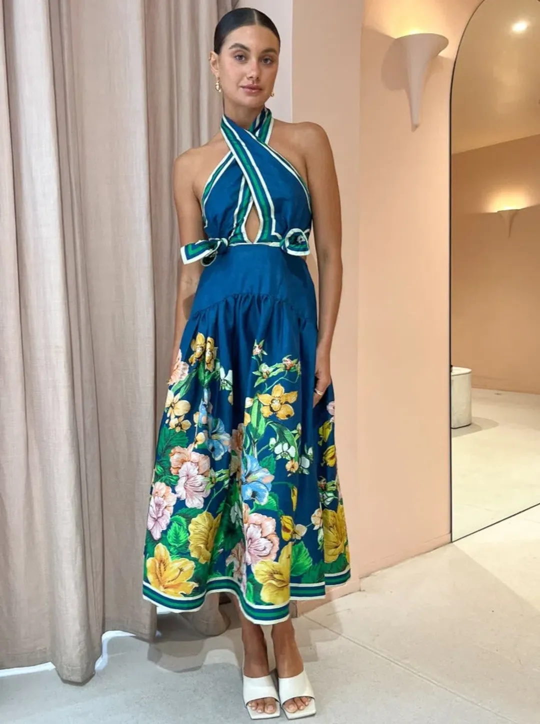 Alemais Lyla Halter Midi Dress Floral Size 12  for rent on The Volte - main image