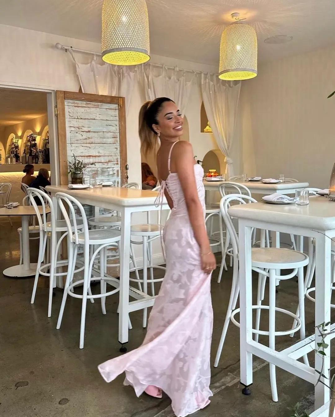 House of CB Seren Corset Lace Back Maxi Dress Pink Size M / Au 10 for rent on The Volte - main image