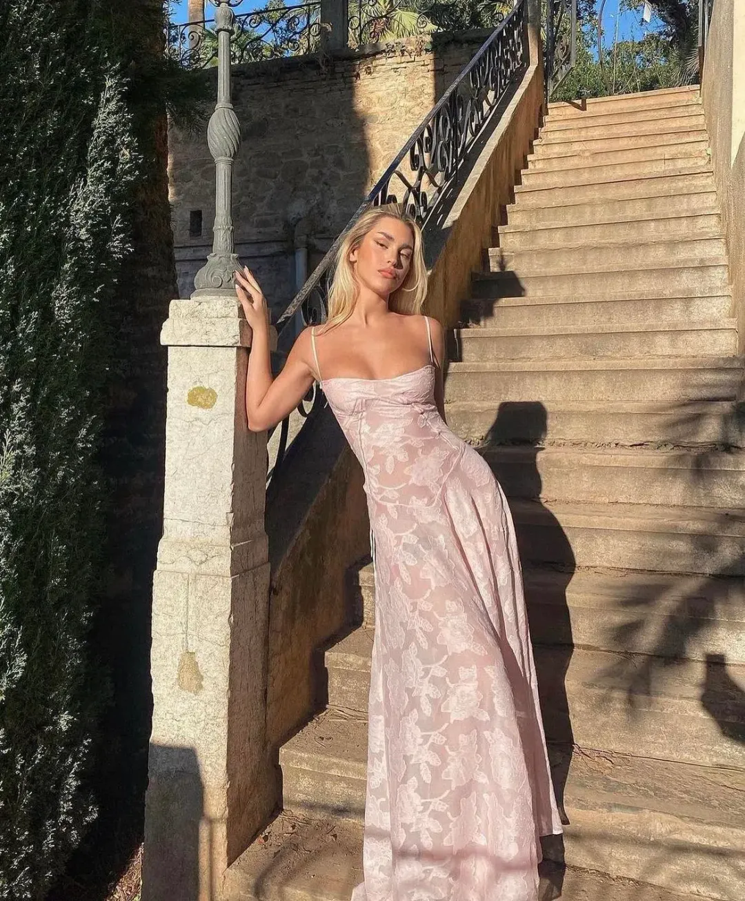 House of CB Seren Corset Lace Back Maxi Dress Pink Size M / Au 10 for rent on The Volte - main image