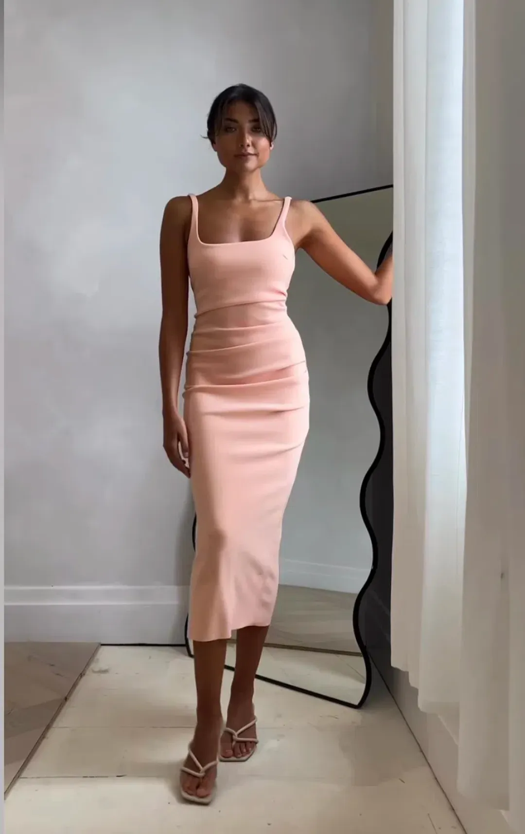 Bec & Bridge Karina Tuck Midi Dress Peach Size 12 / L for rent on The Volte - main image