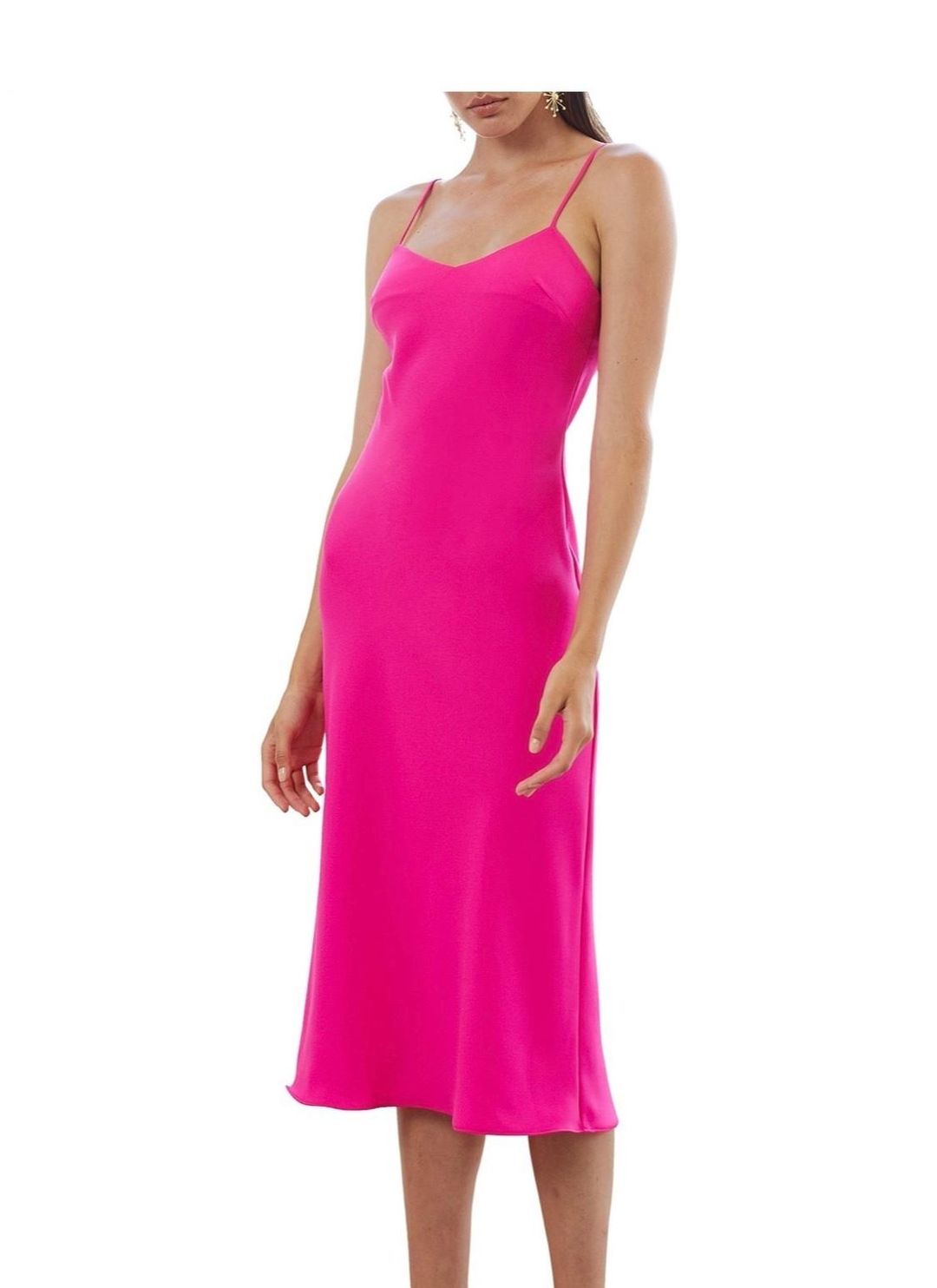 By Johnny Bias Neon Midi Slip Dress Pink Size 6 for rent on The Volte - main image