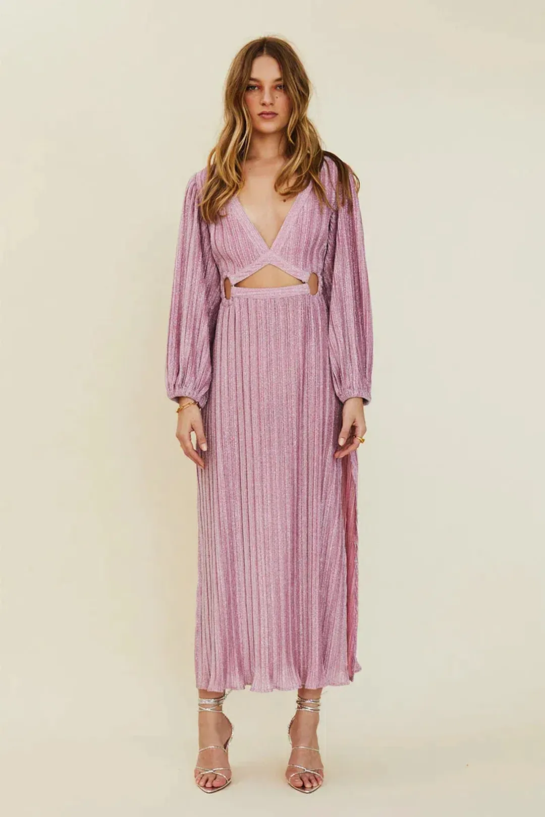 Suboo Mars Long Sleeve Cut Out Maxi Pink Size AU 12 for rent on The Volte - main image