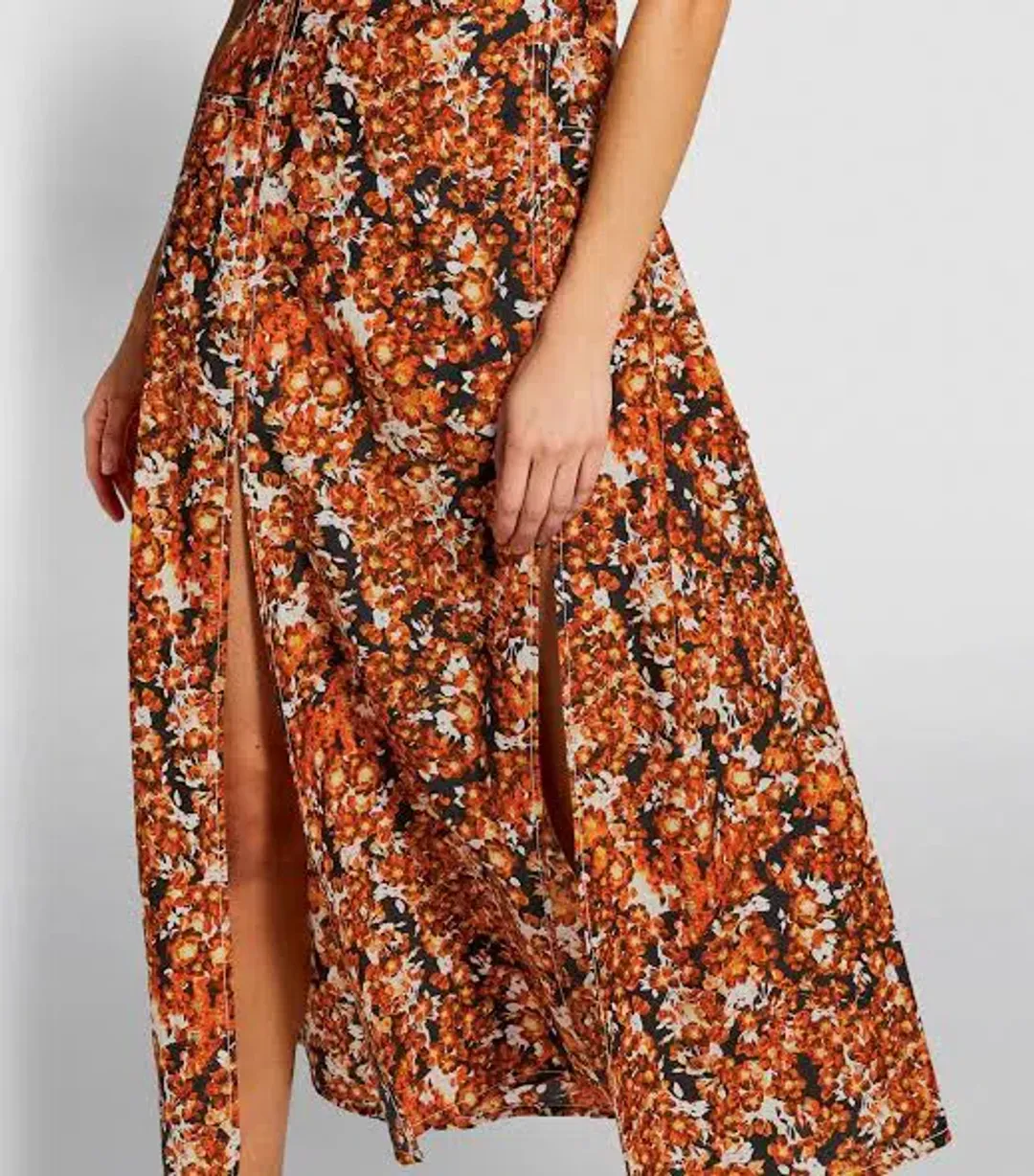 Camilla and Marc Asterid Midi Print Dress Orange Size AU 6 for rent on The Volte - main image