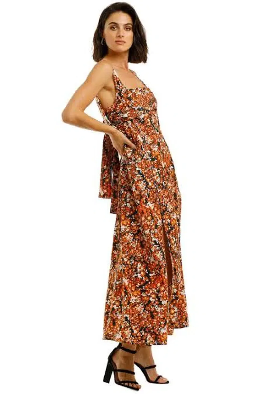Camilla and Marc Asterid Midi Print Dress Orange Size AU 6 for rent on The Volte - main image