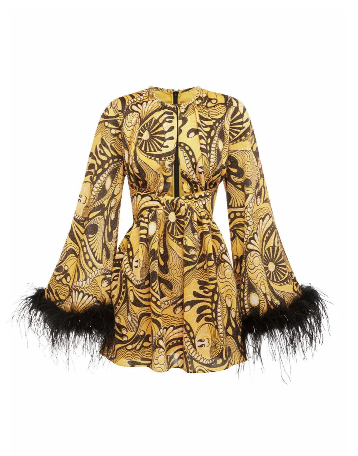 Alice McCall Feather Mini Dress Gold Dust Size AU 8 - Image 6